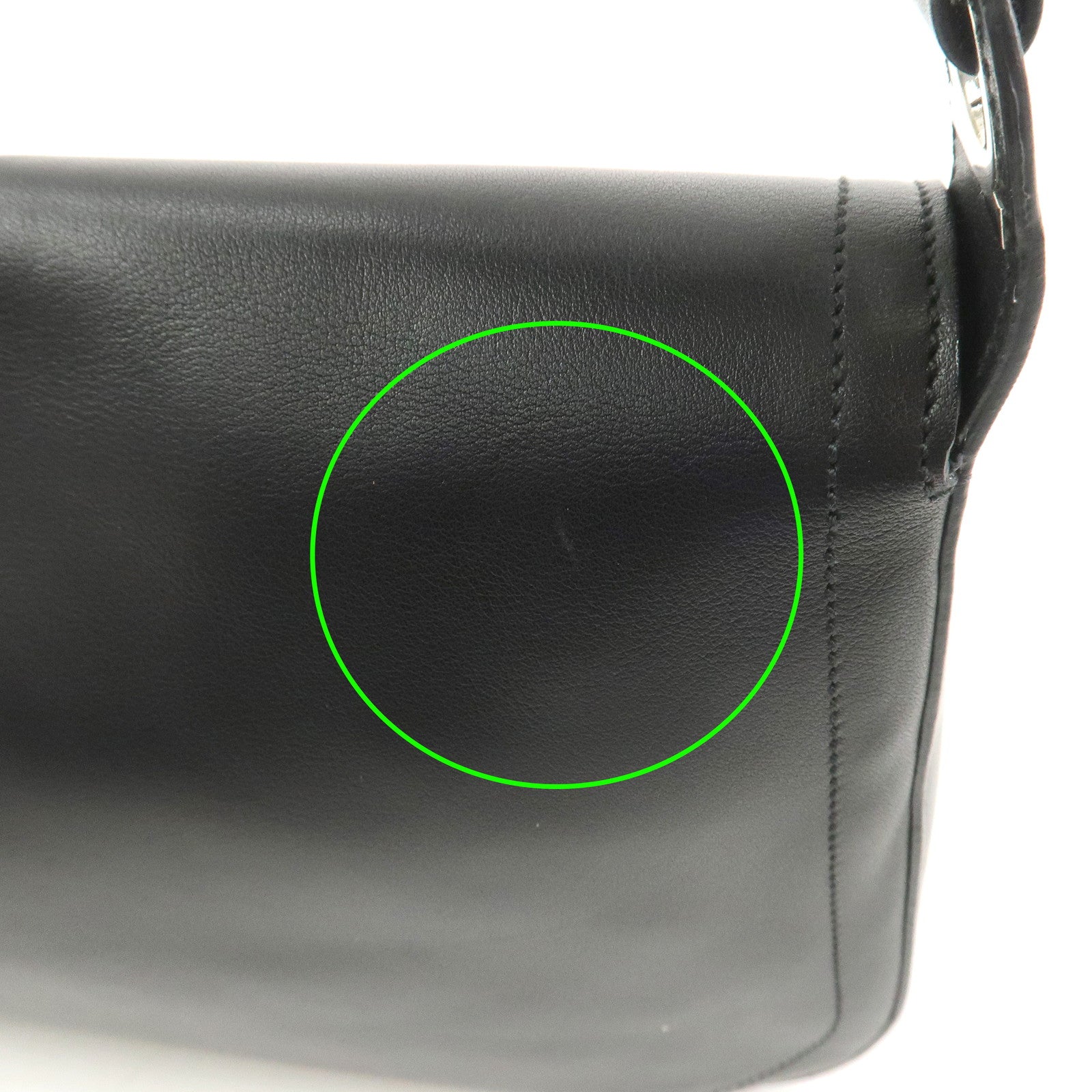 Ferragamo Gancini Logo Leather Shoulder Bag Hand Bag Black