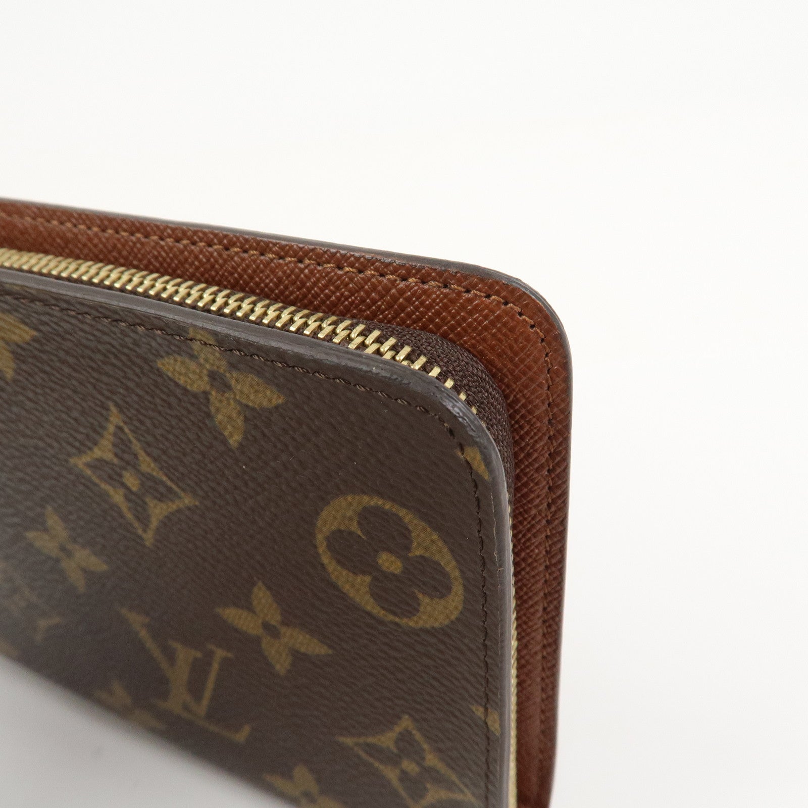 Loius Vuitton Monogram Porte Monnaie Zip Long Wallet Brown M61727