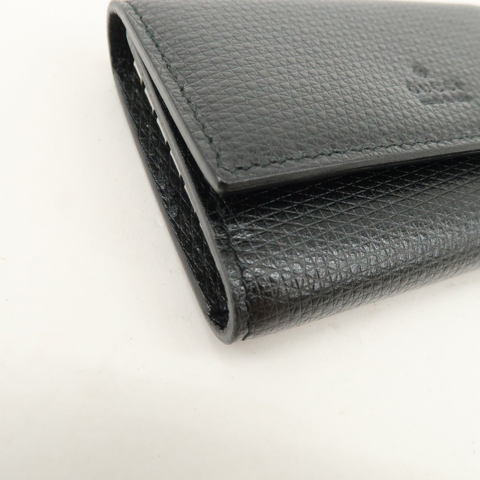 GUCCI Logo Leather 6 Rings Key Case Black 04579