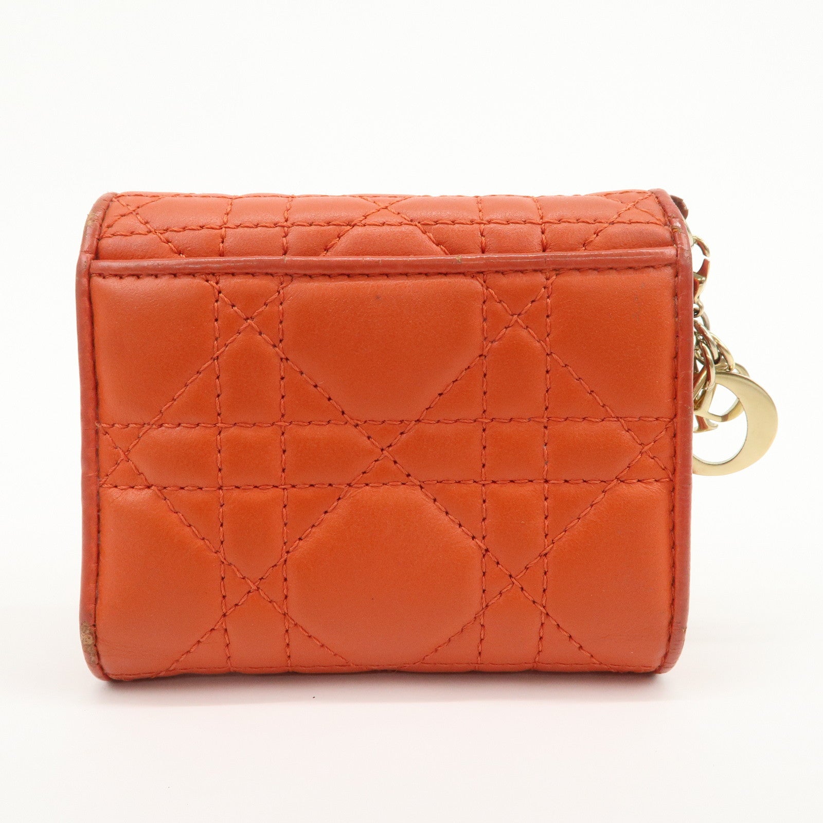 Christian Dior Lady Dior Cannage Leather Tri-fold Compact Wallet