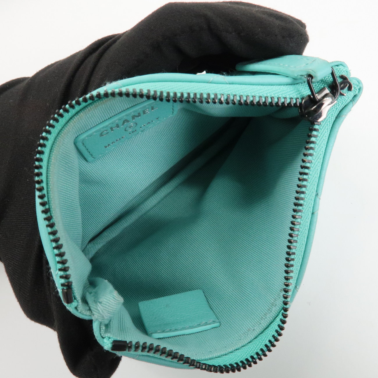 CHANEL Matelasse Caviarskin Classic Mini Pouch Blue A82365 Used