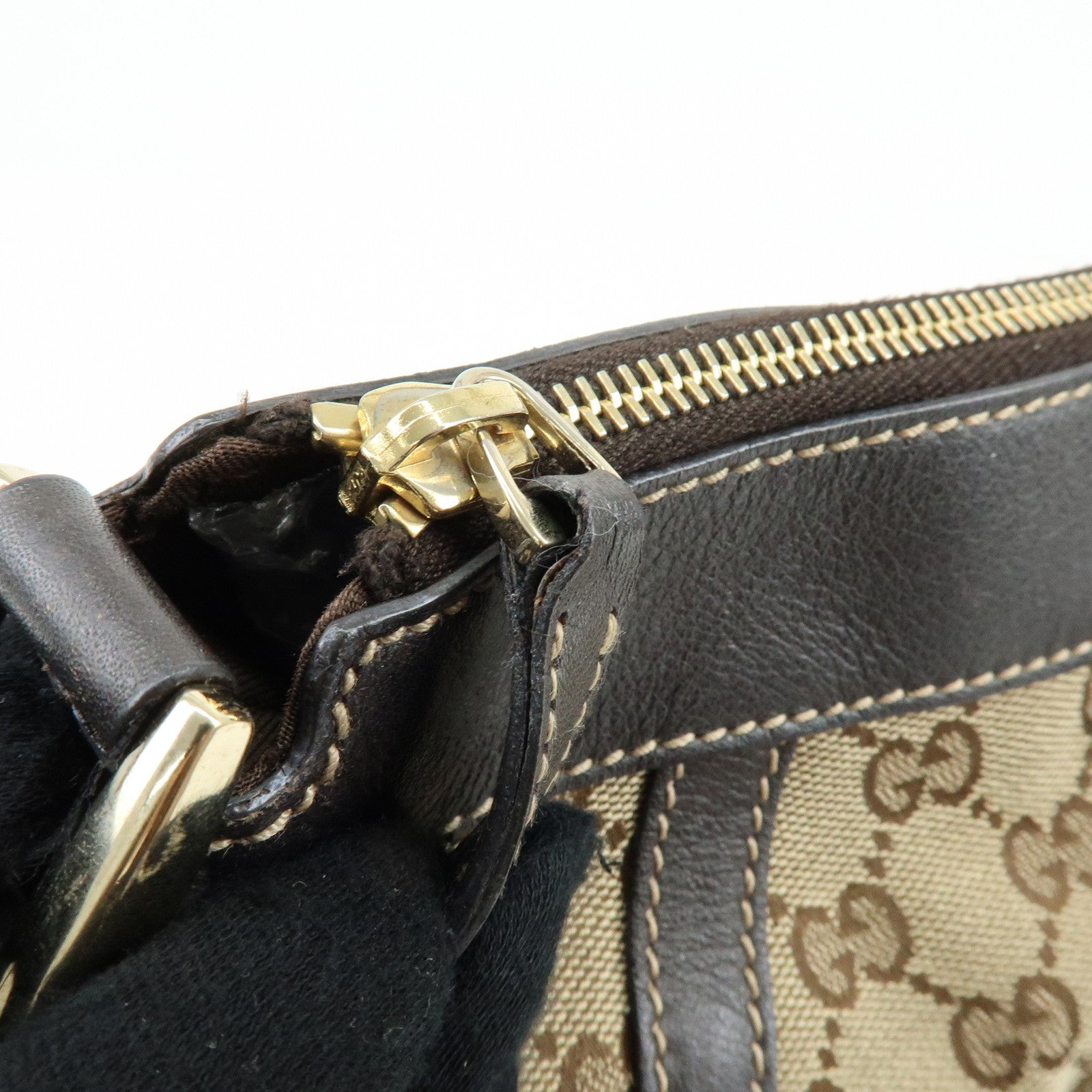 GUCCI Abbey GG Canvas Leather Shoulder Crossbody Bag Brown 203257