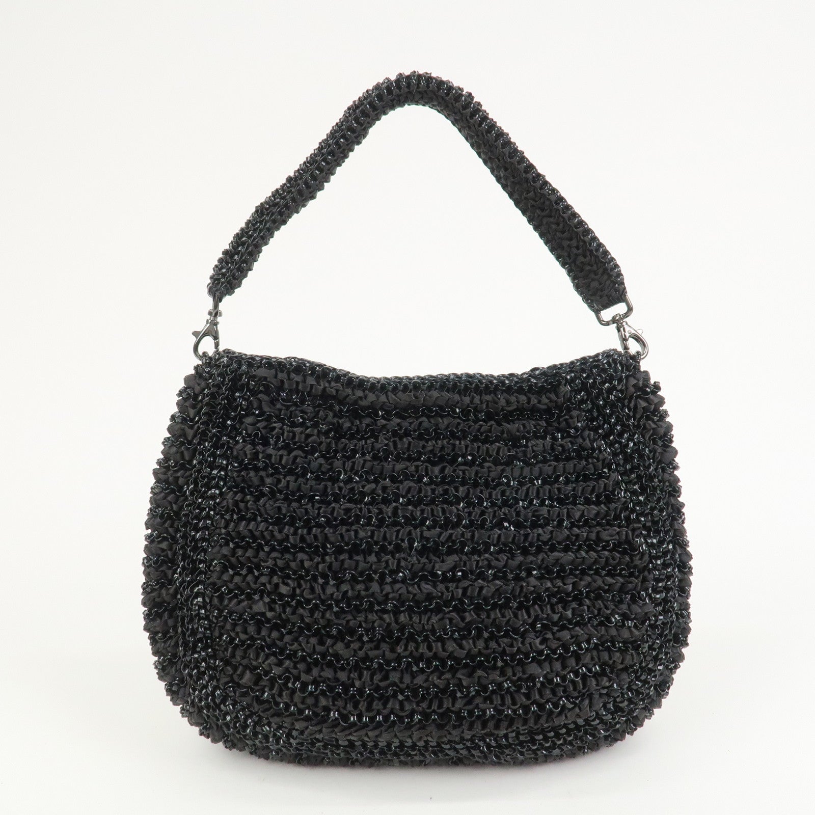 ANTEPRIMA Wire Bag PVC Satin Ribbon Shoulder Bag Hand Bag Black