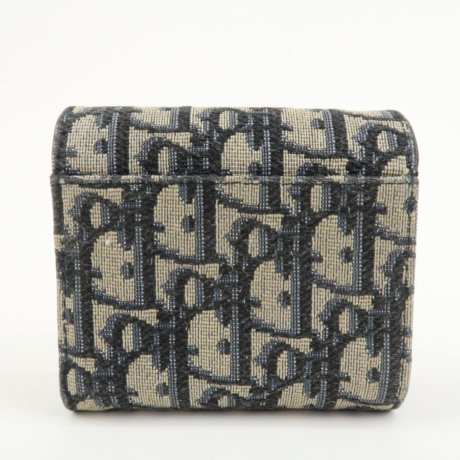 Christian Dior Trotter JacguardCanvas Leather Saddle Trifold Wallet