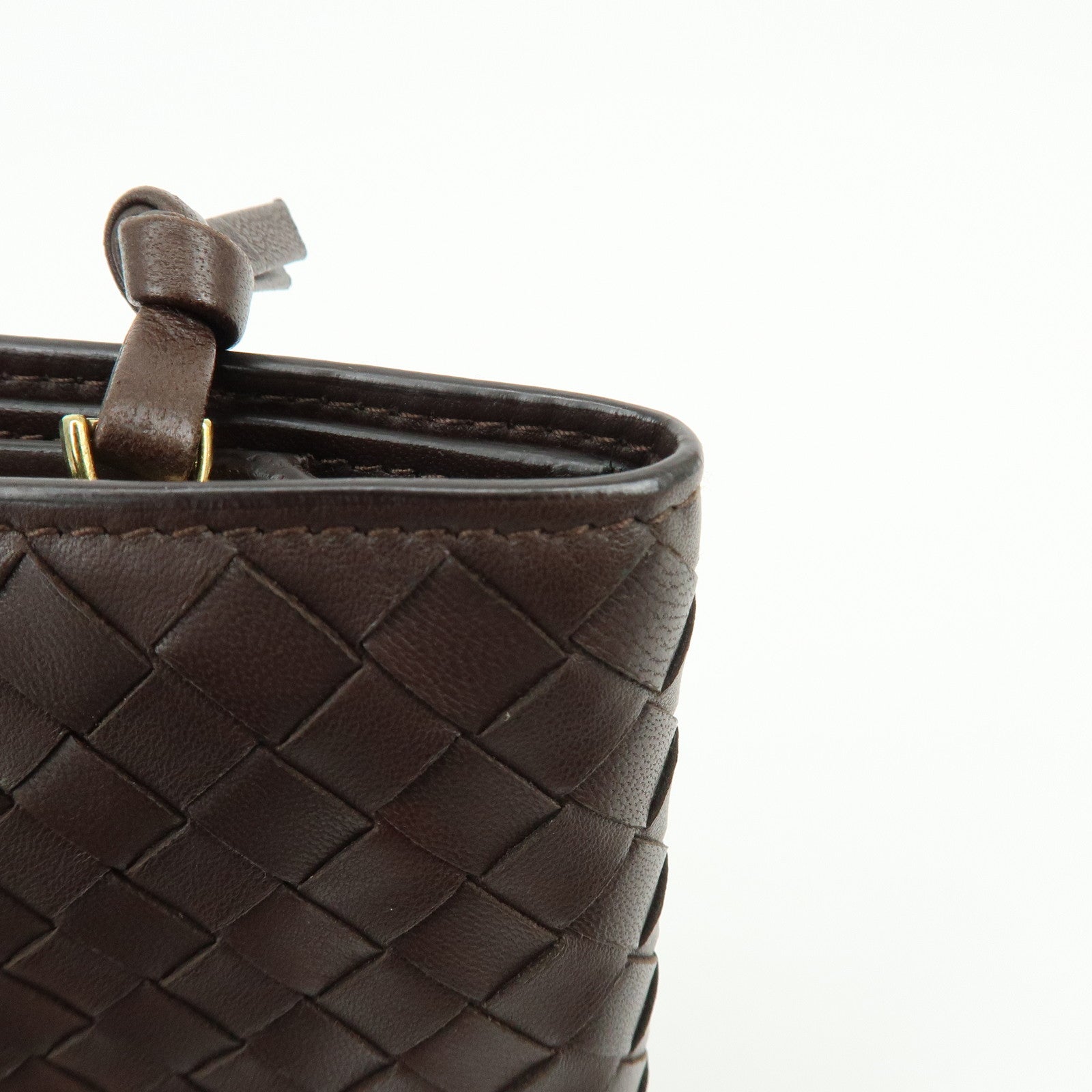 BOTTEGA VENETA Intrecciato Leather Bi-fold Long Wallet Brown 114074