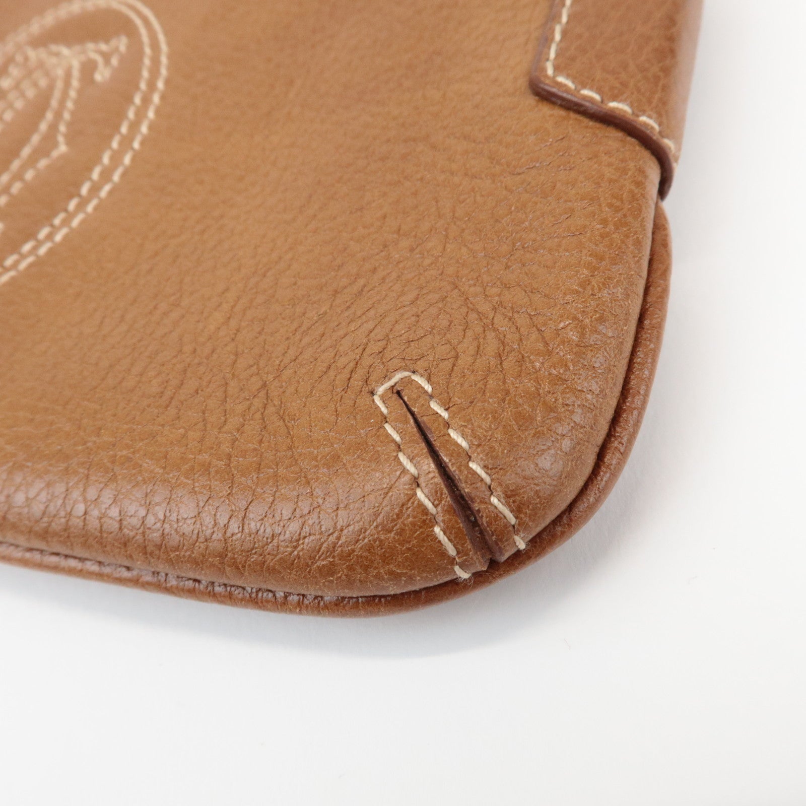 Cartier Marcello de Cartier 2C Logo Leather Pouch Wrist Bag Brown