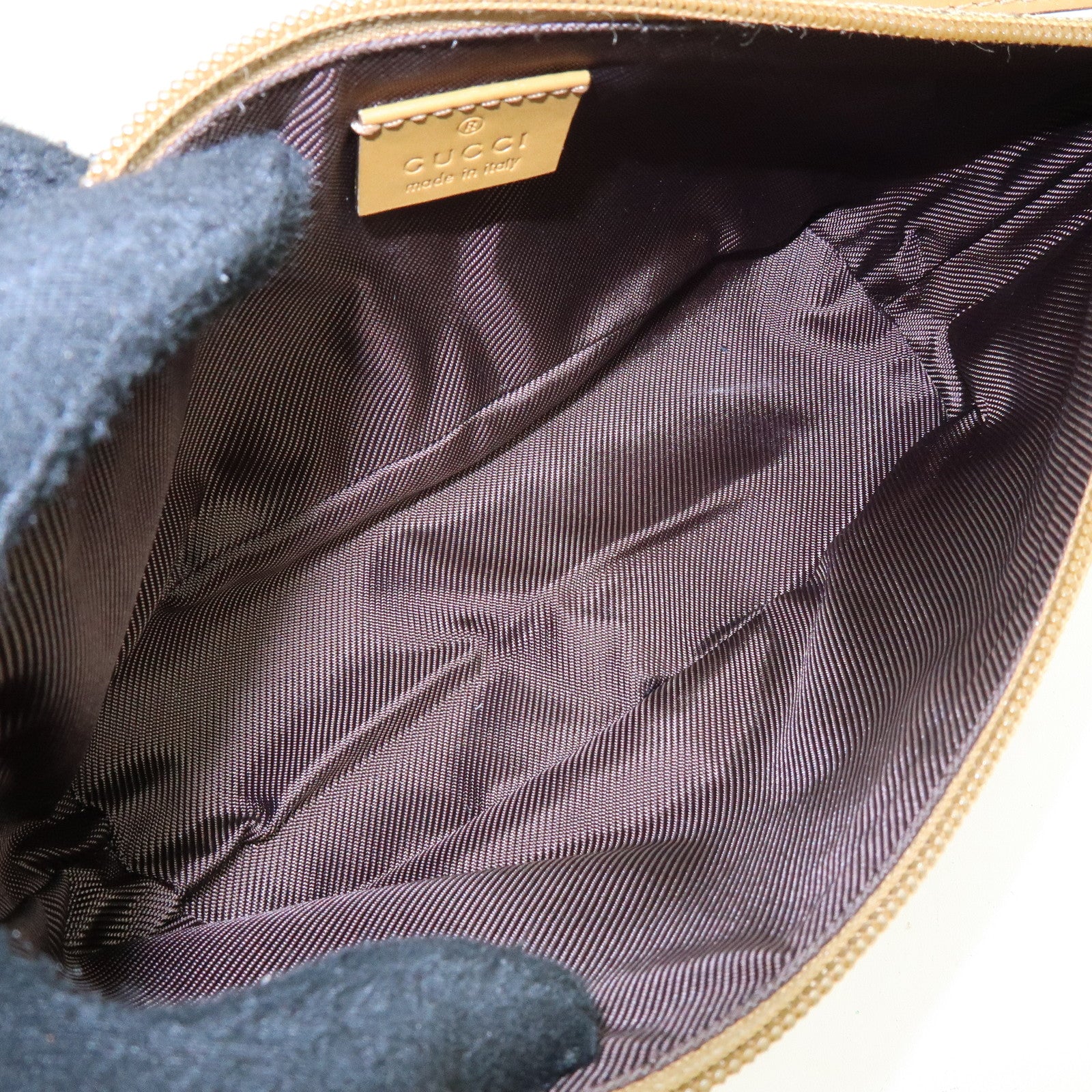 GUCCI Boat Bag GG Canvas Leather Hand Bag Beige Yellow 039・1103
