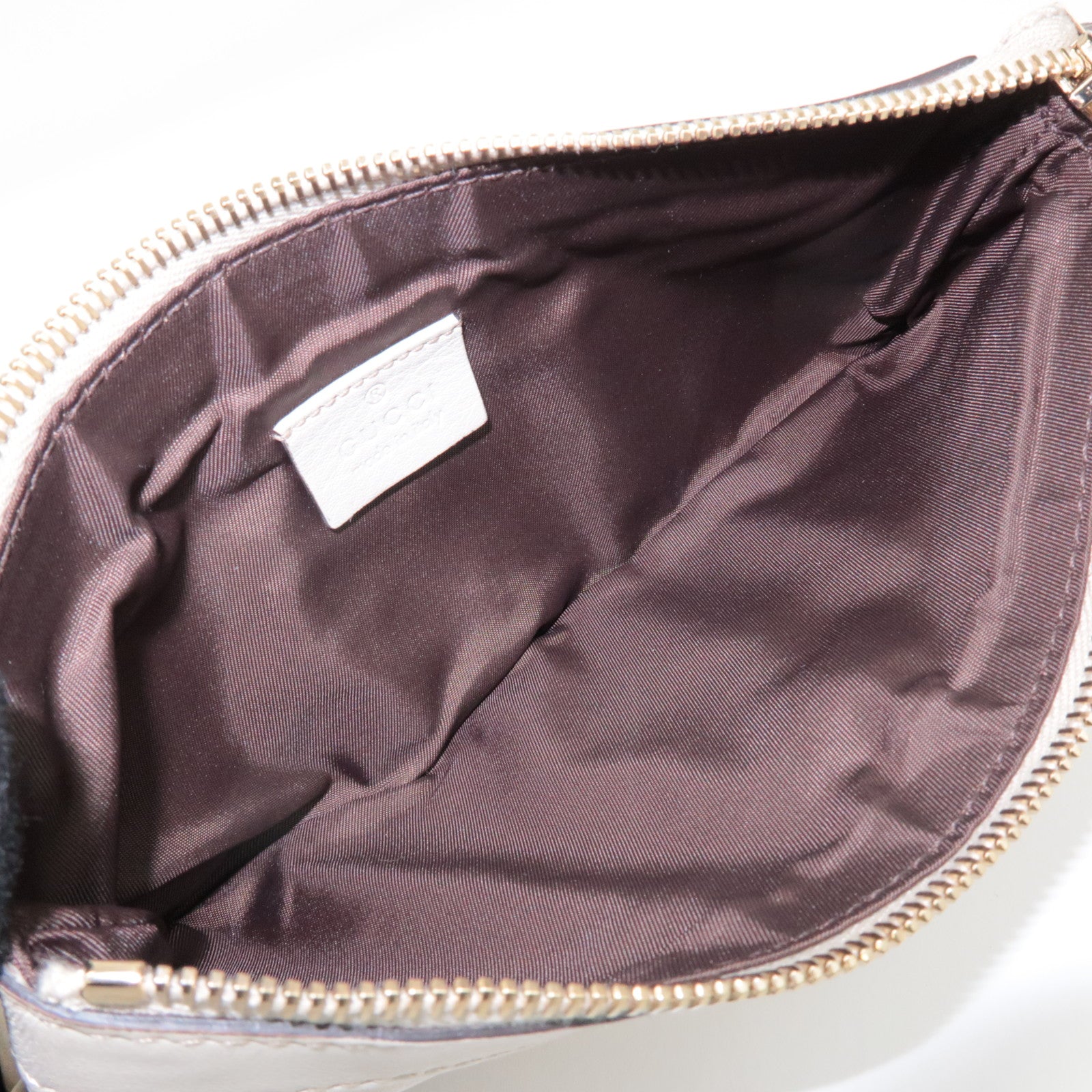 GUCCI Guccissima Leather Pouch Wrist Bag Ivory 212203