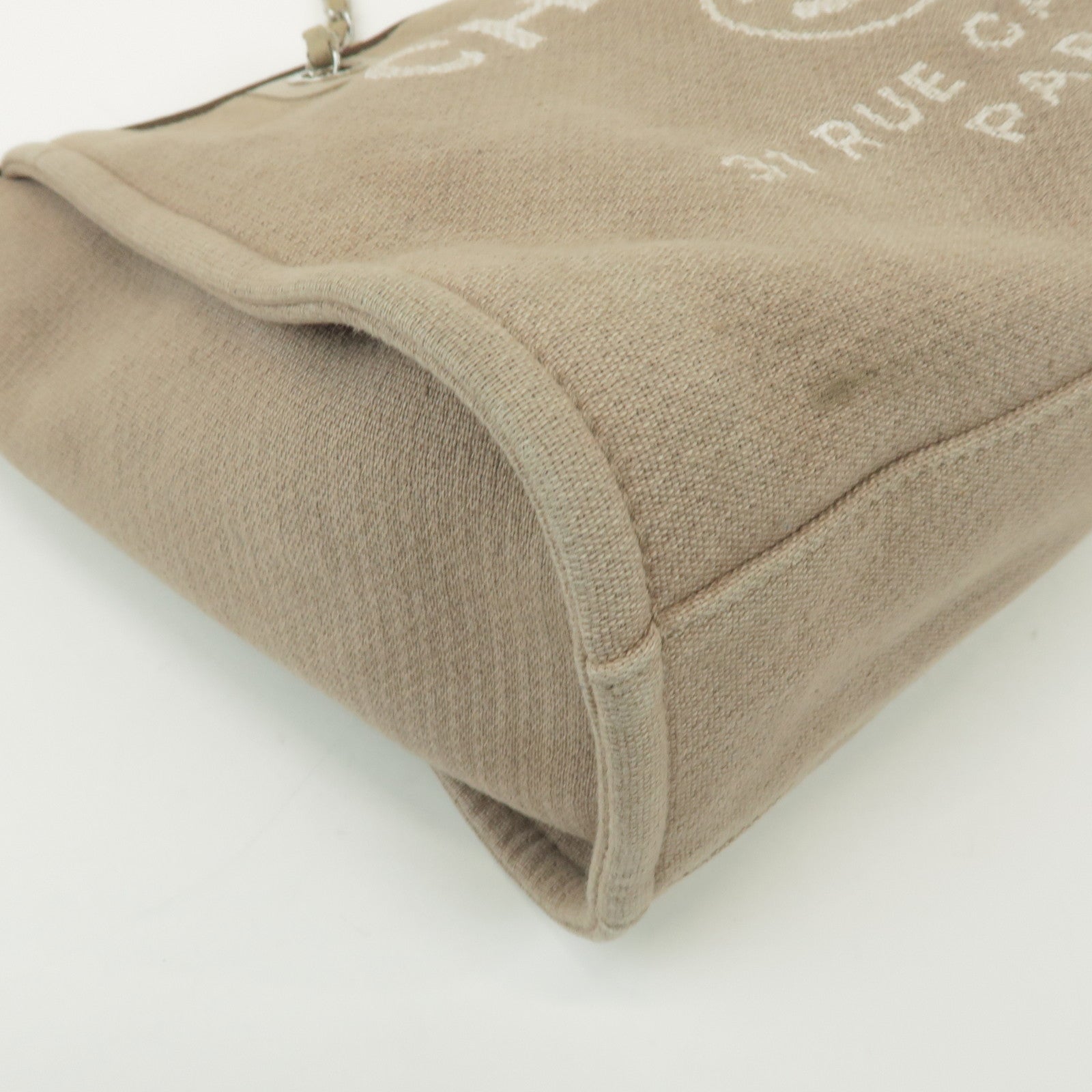 CHANEL Deauville GM Canvas Leather 2Way Tote Bag Beige A66941