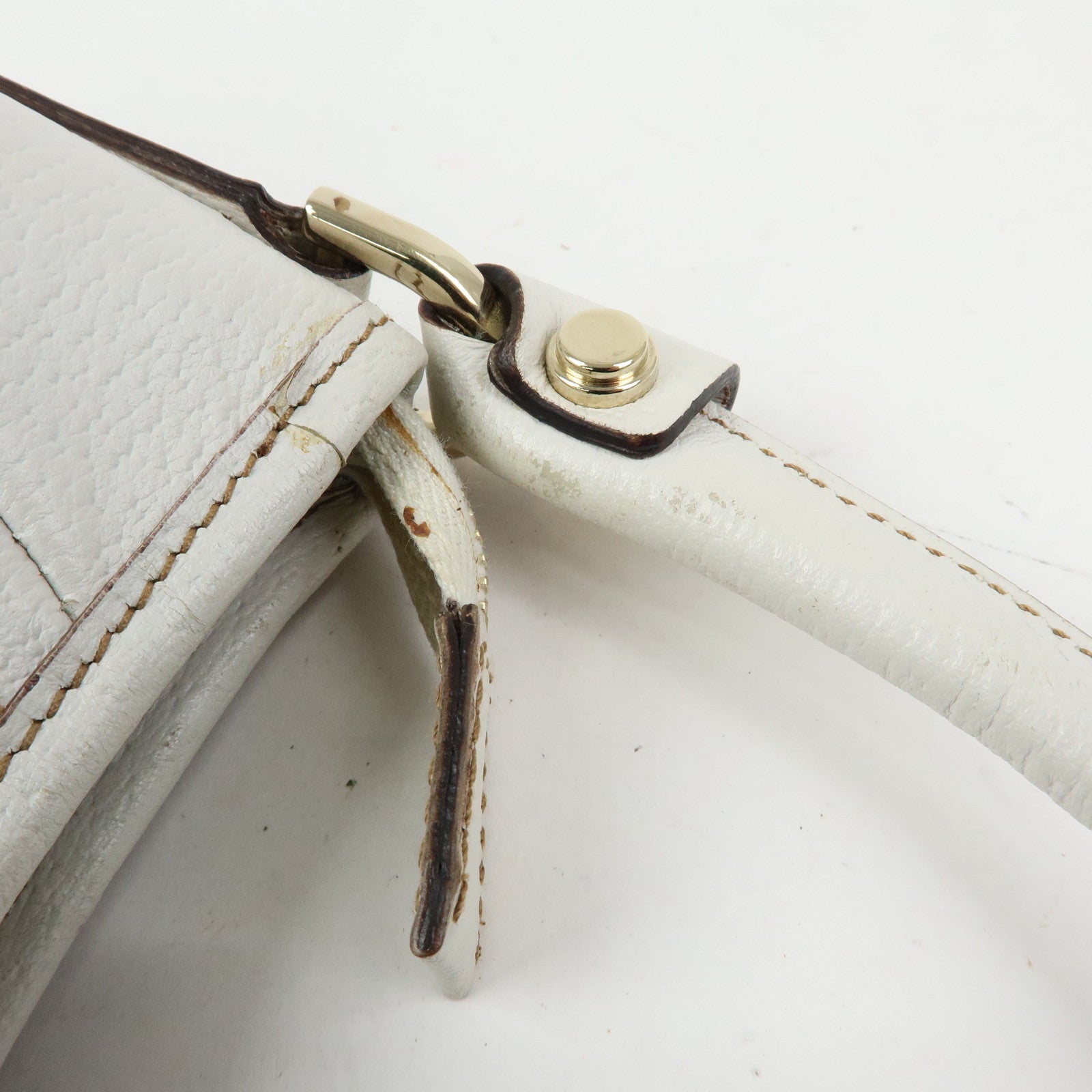 GUCCI Abbey Leather Shoulder Bag Hand Bag White 130939