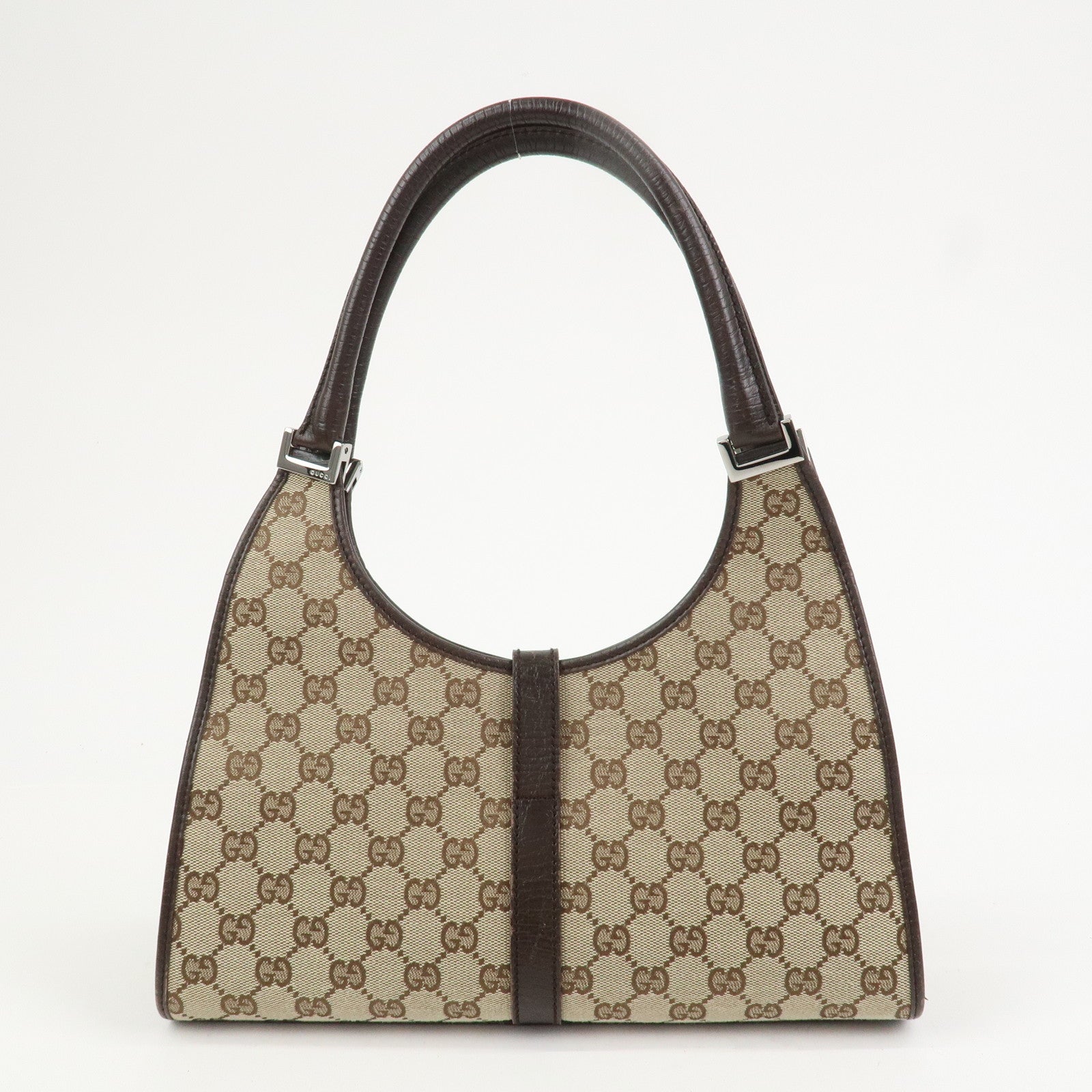 GUCCI Jackie Canvas Leather Shoulder Bag Hand Bag Beige Brown 01719