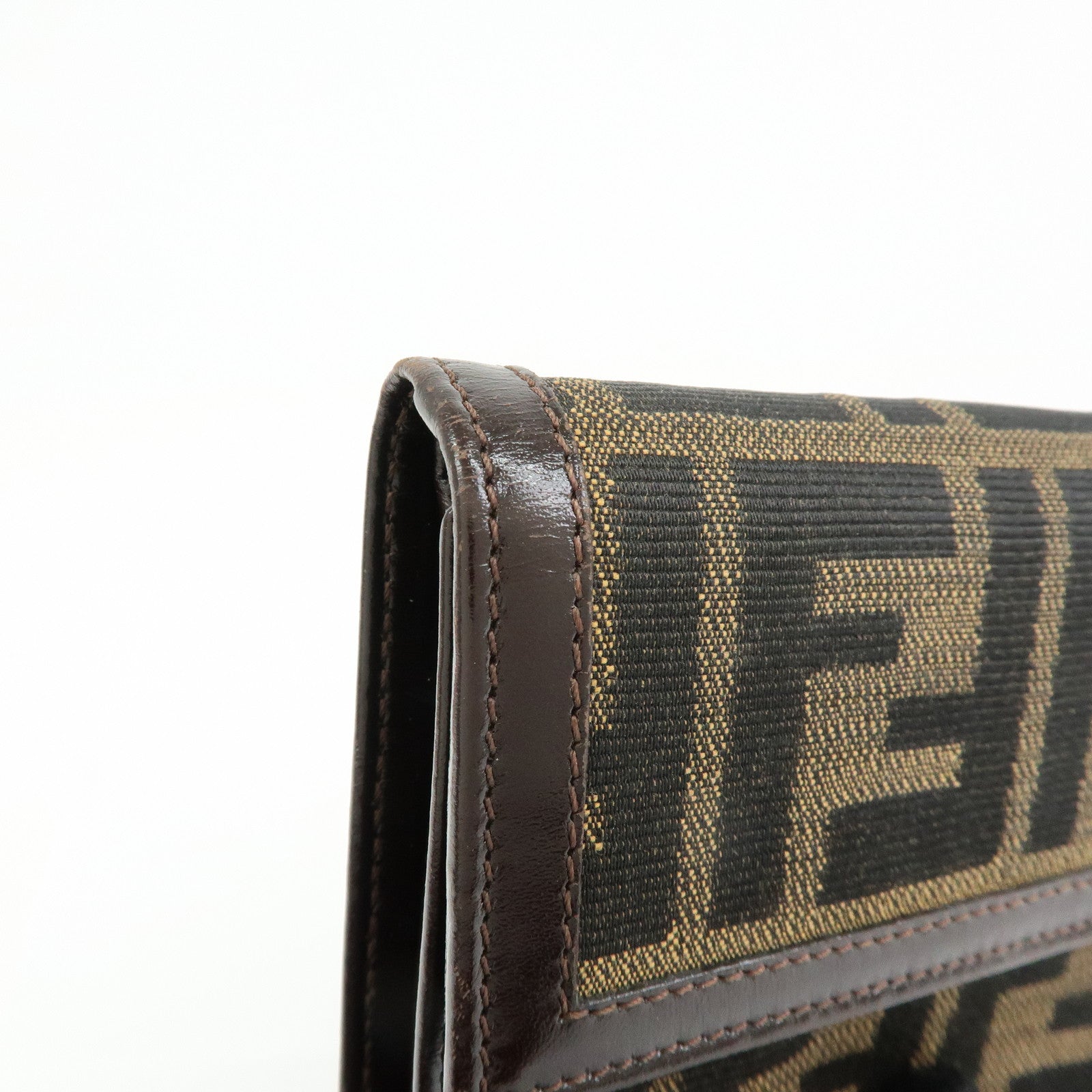 FENDI Zucca Canvas Leather Compact Wallet Brown 2270・30729・008