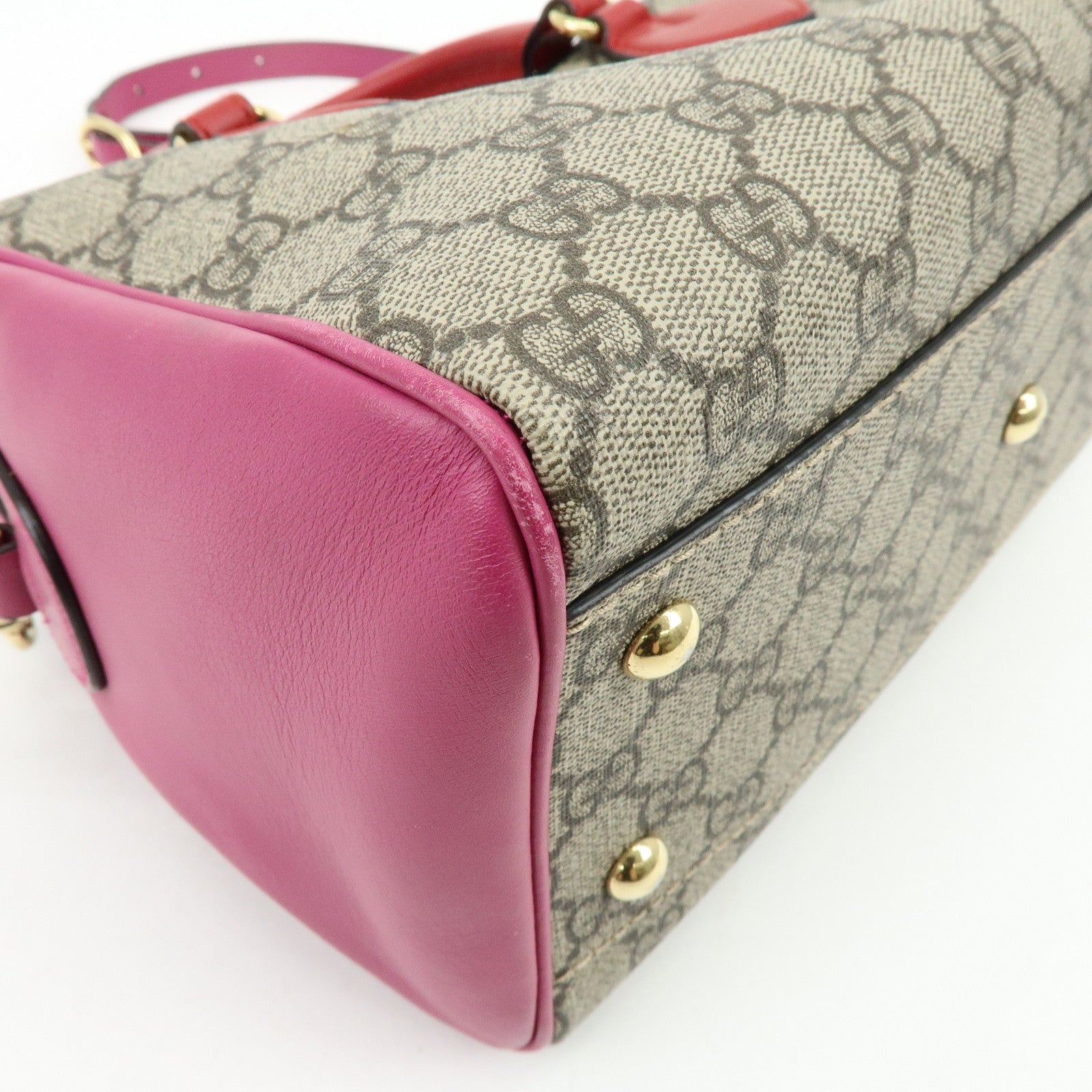 GUCCI GG Supreme Leather 2Way Bag Hand Shoulder Bag Beige 409529