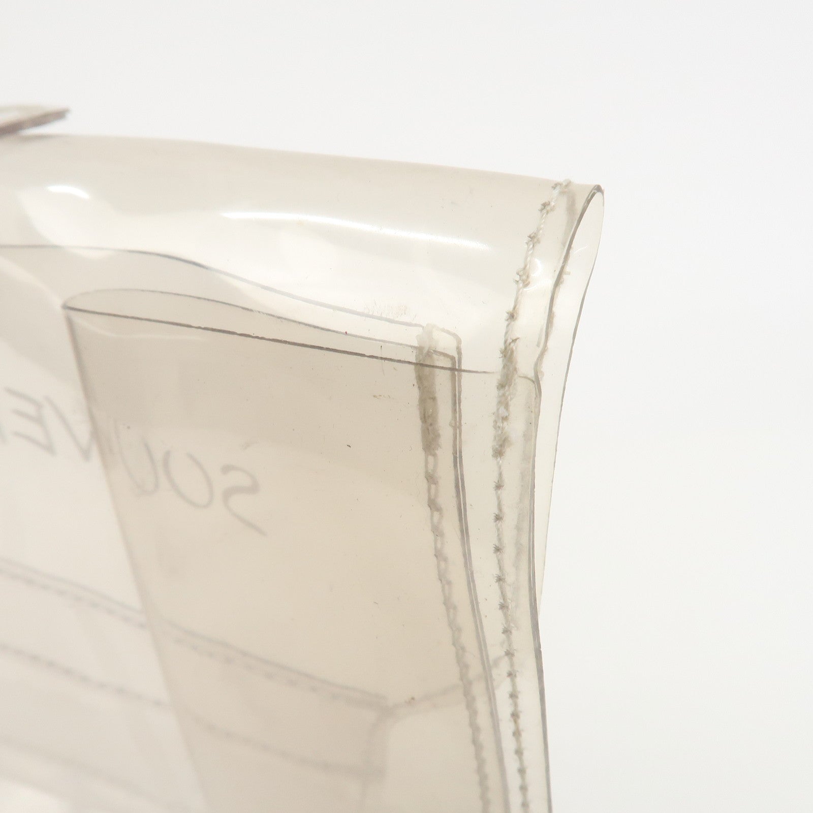 HERMES Vinyl Kelly Hand Bag Clear White Gold