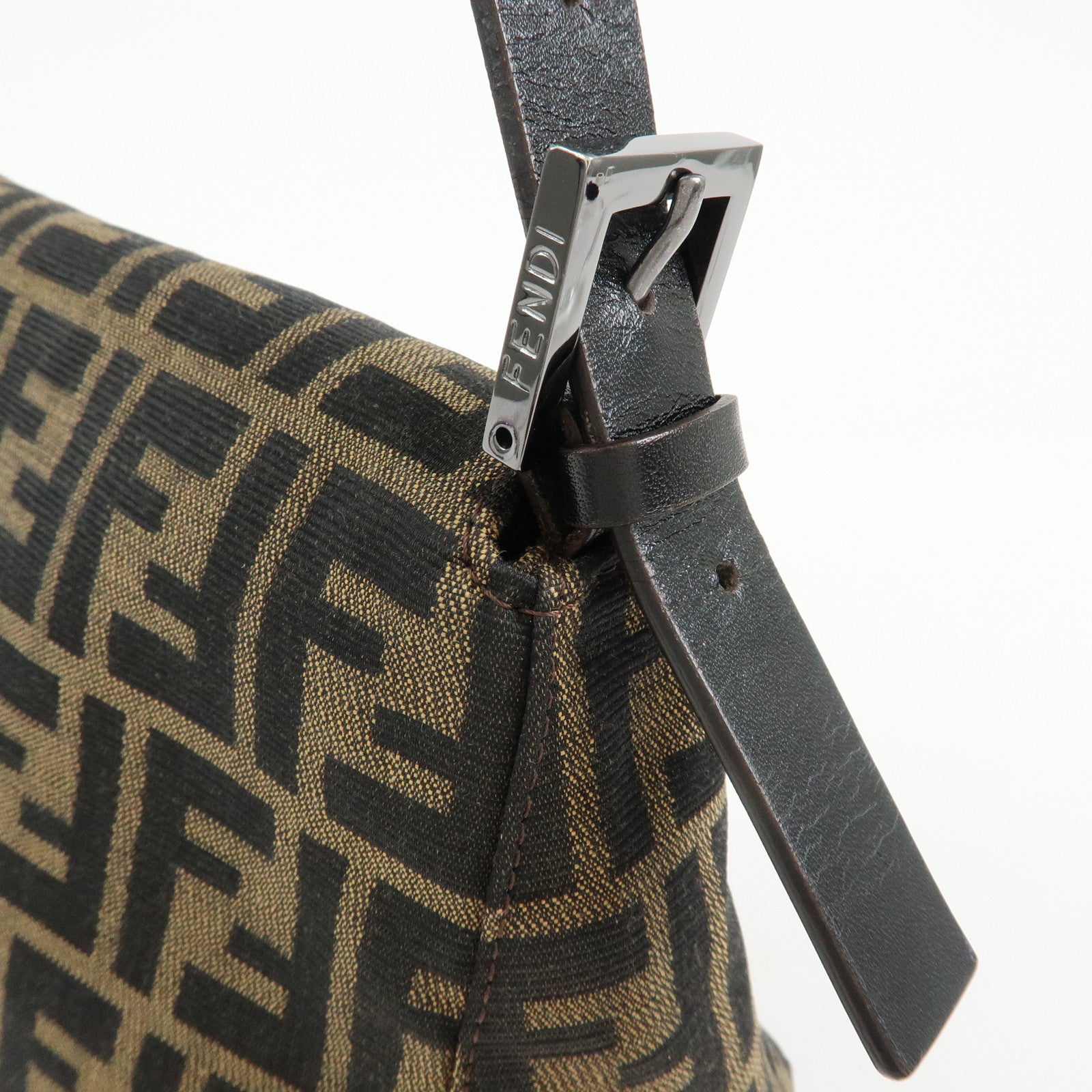 FENDI Zucca Mamma Baguette Canvas Leather Shoulder Bag 8BR004