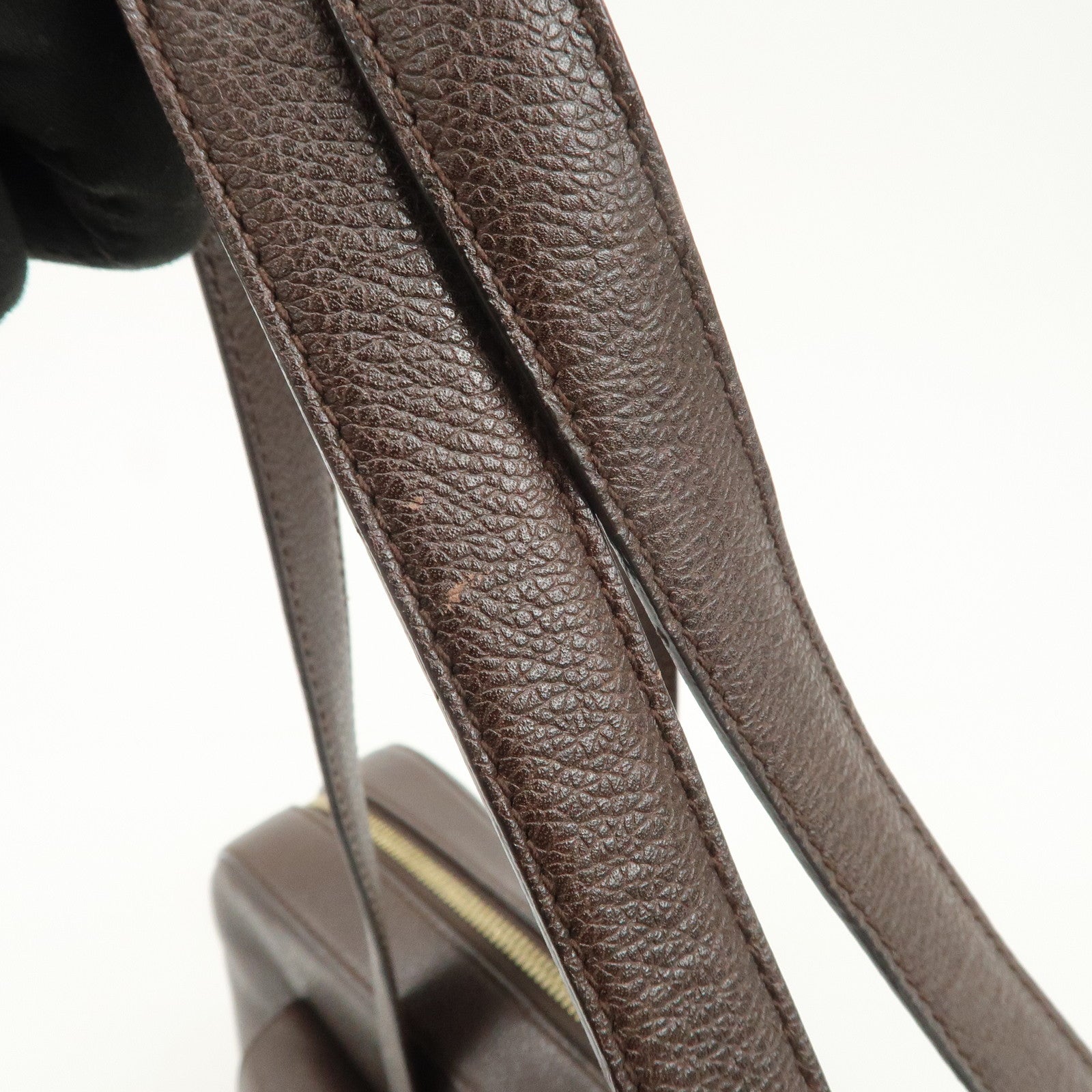 BVLGARI B-zero1 Leather Shoulder Bag Hand Bag Dark Brown