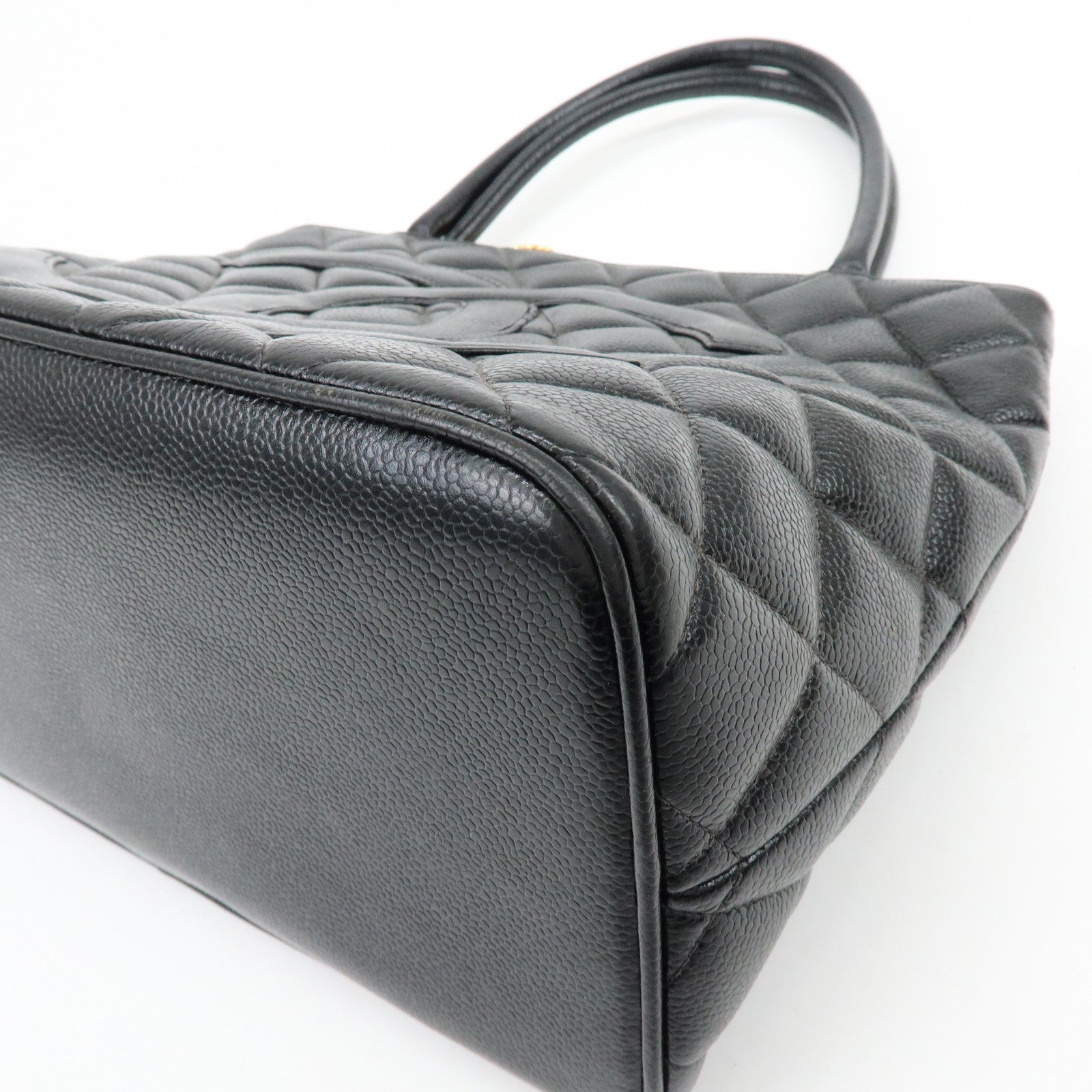 CHANEL Matelasse COCO Mark Medallion Tote Bag Hand Bag Black A01804