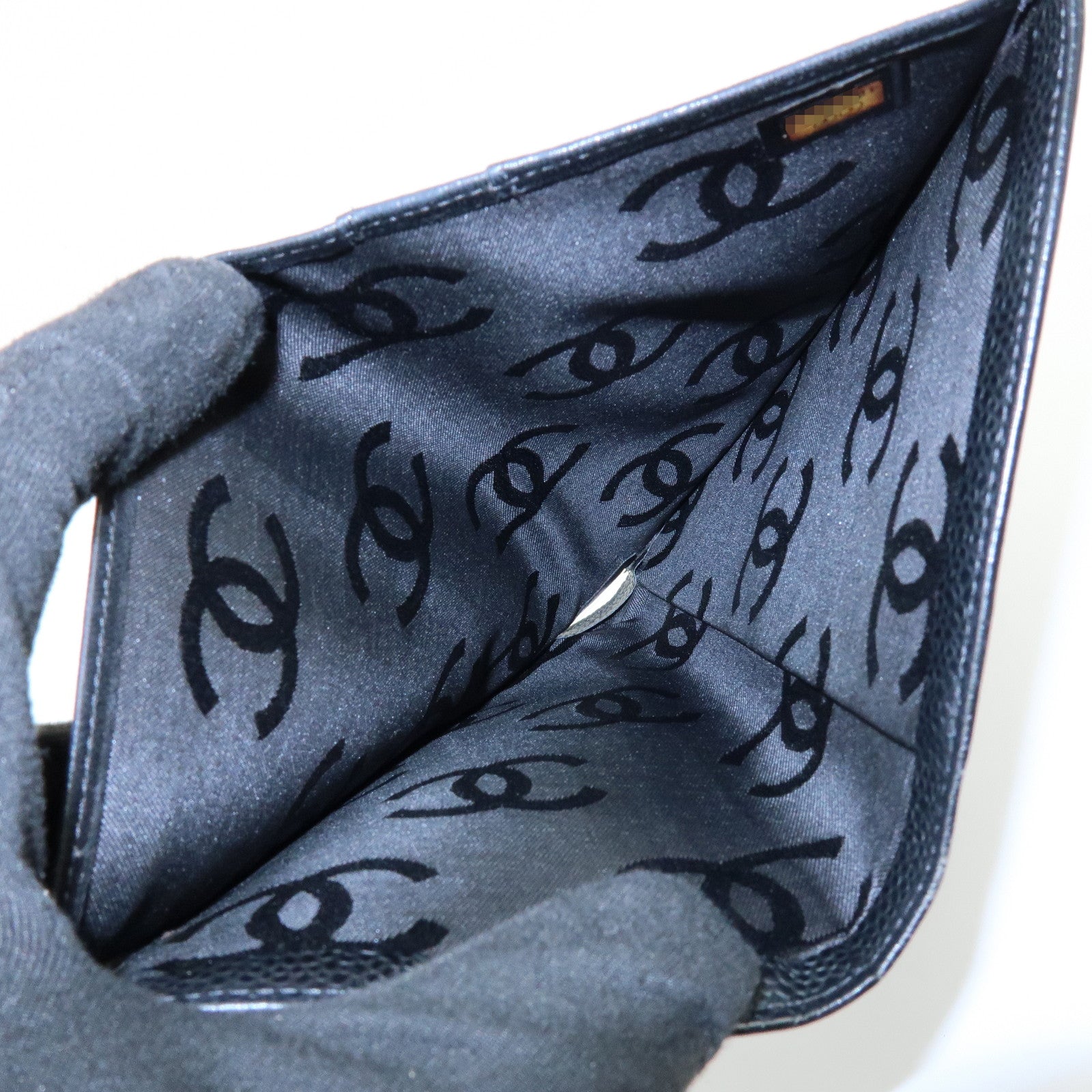 Chanel COCO Mark Caviarskin Long Flap Wallet Black