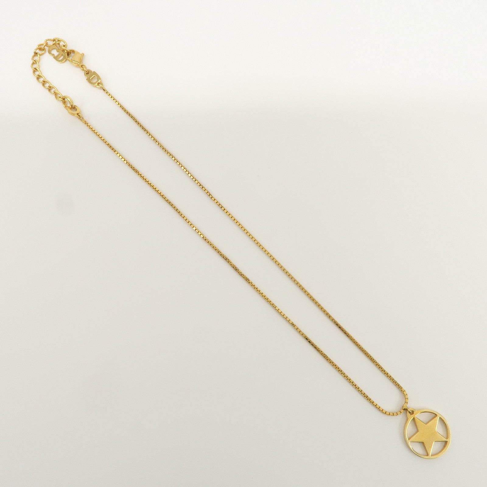 Christian Dior Logo Star Metal Necklace Gold