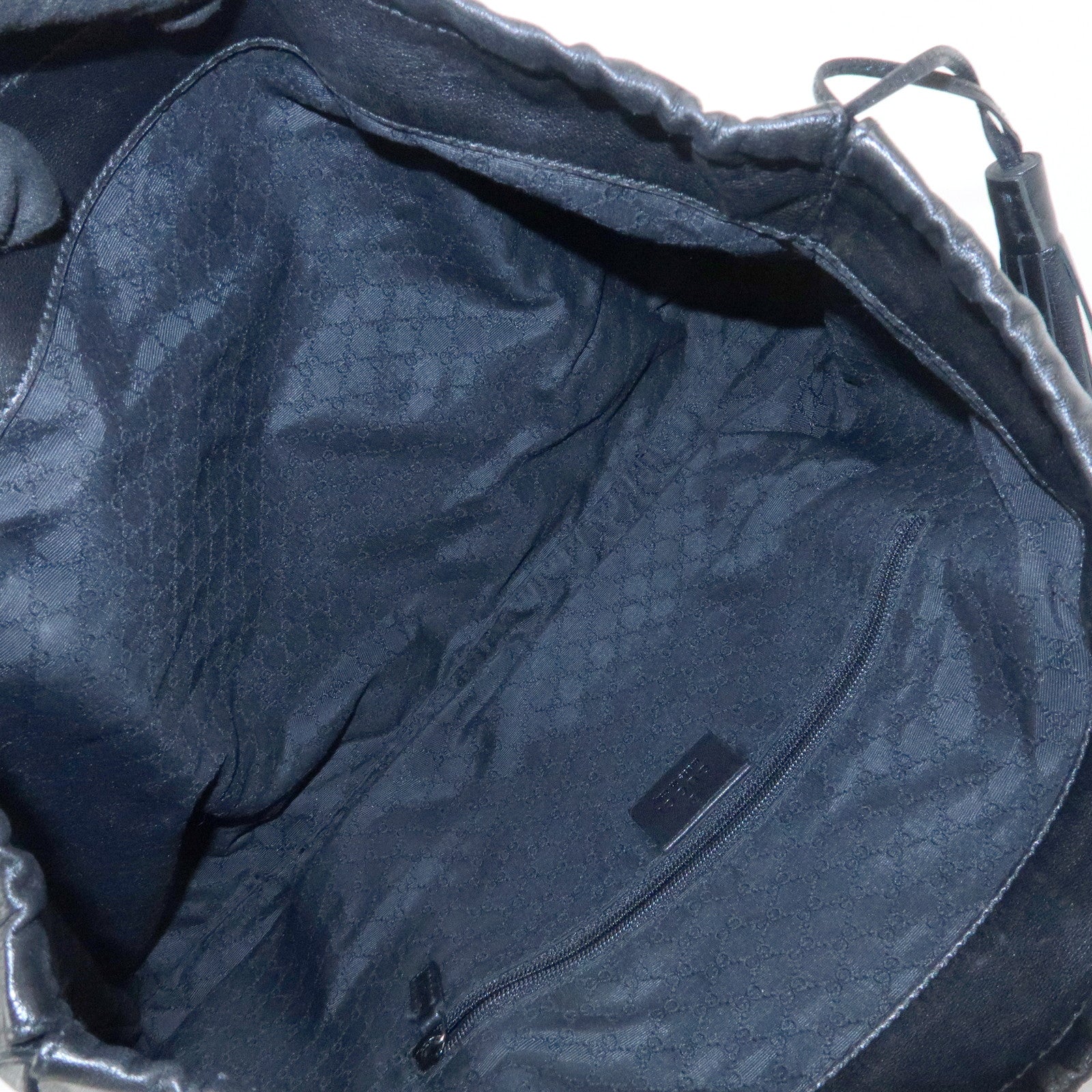 GUCCI Nappa Leather Tassel Tote Shoulder Bag Black 001・4331・001998