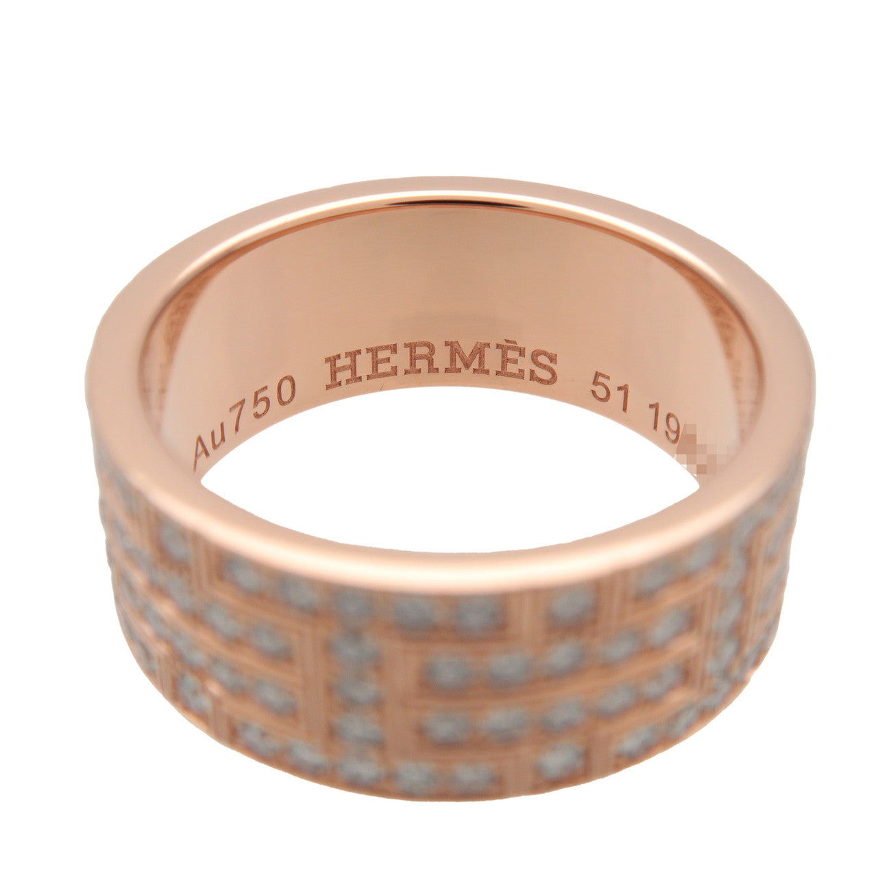 HERMES Kilim Ring K18 750PG Rose Gold 1.18ct Diamond #51 US5.5-6