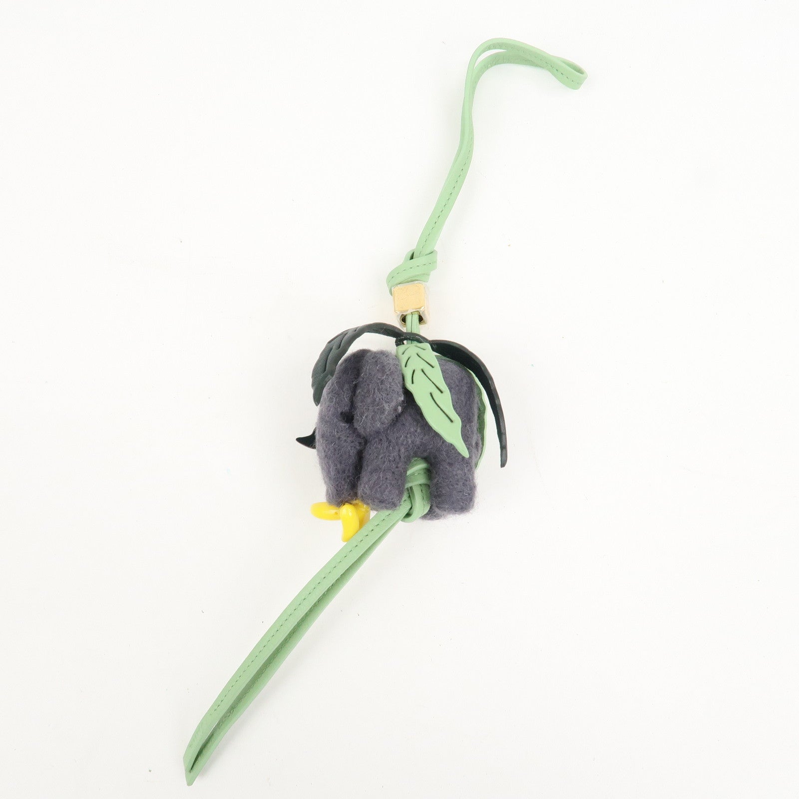 LOEWE Suna Fujita Calf Leather Felt Elephant Bag Charm Gray