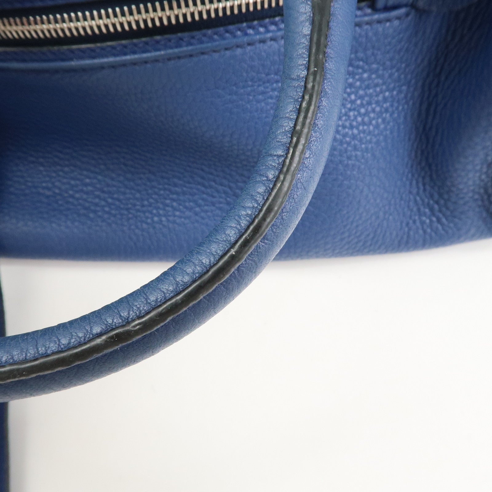 PRADA Leather 2Way Bag Hand Bag Shoulder Bag Blue Silver
