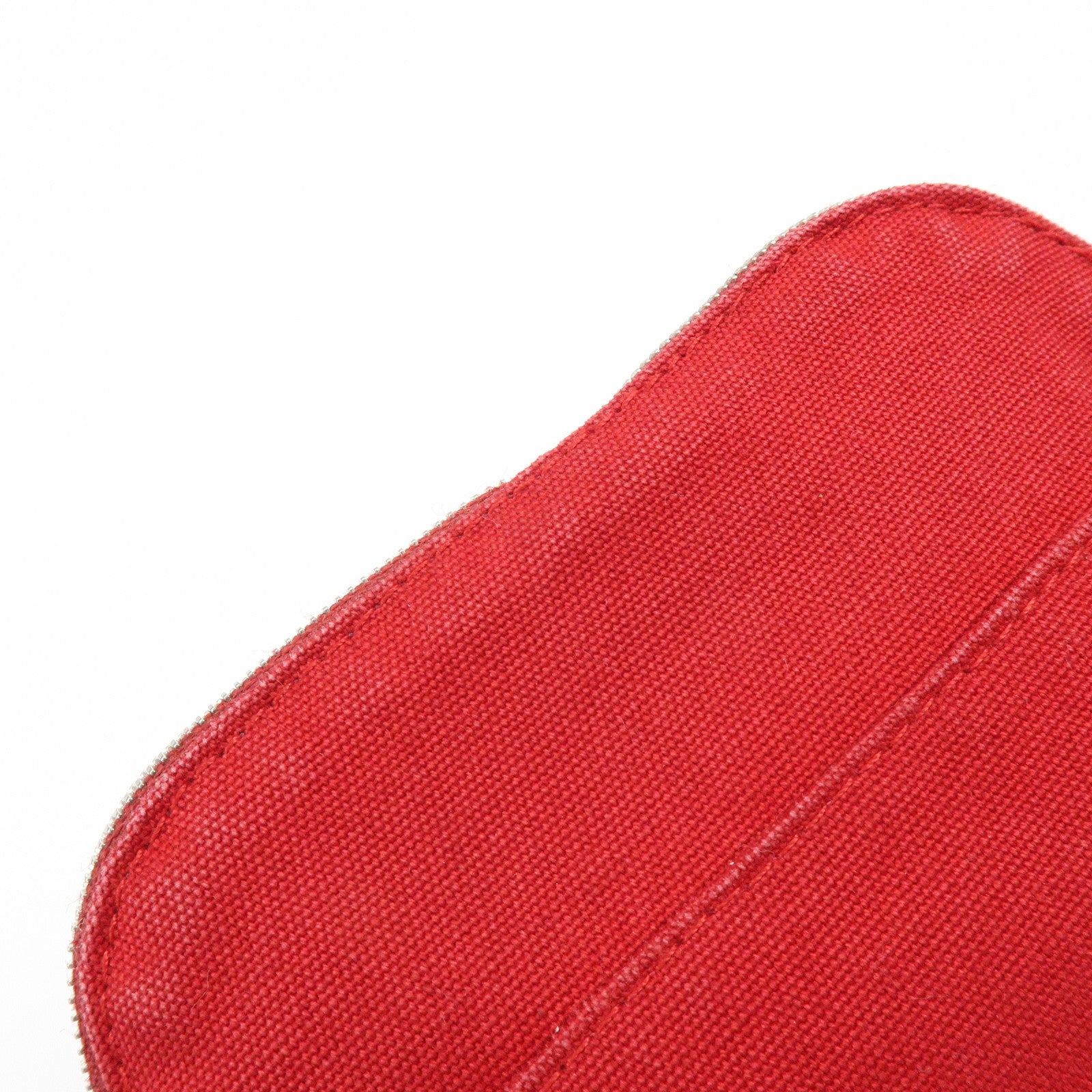 HERMES Bolide Set of 2 Canvas Leather Cosmetic Pouch Pink Red