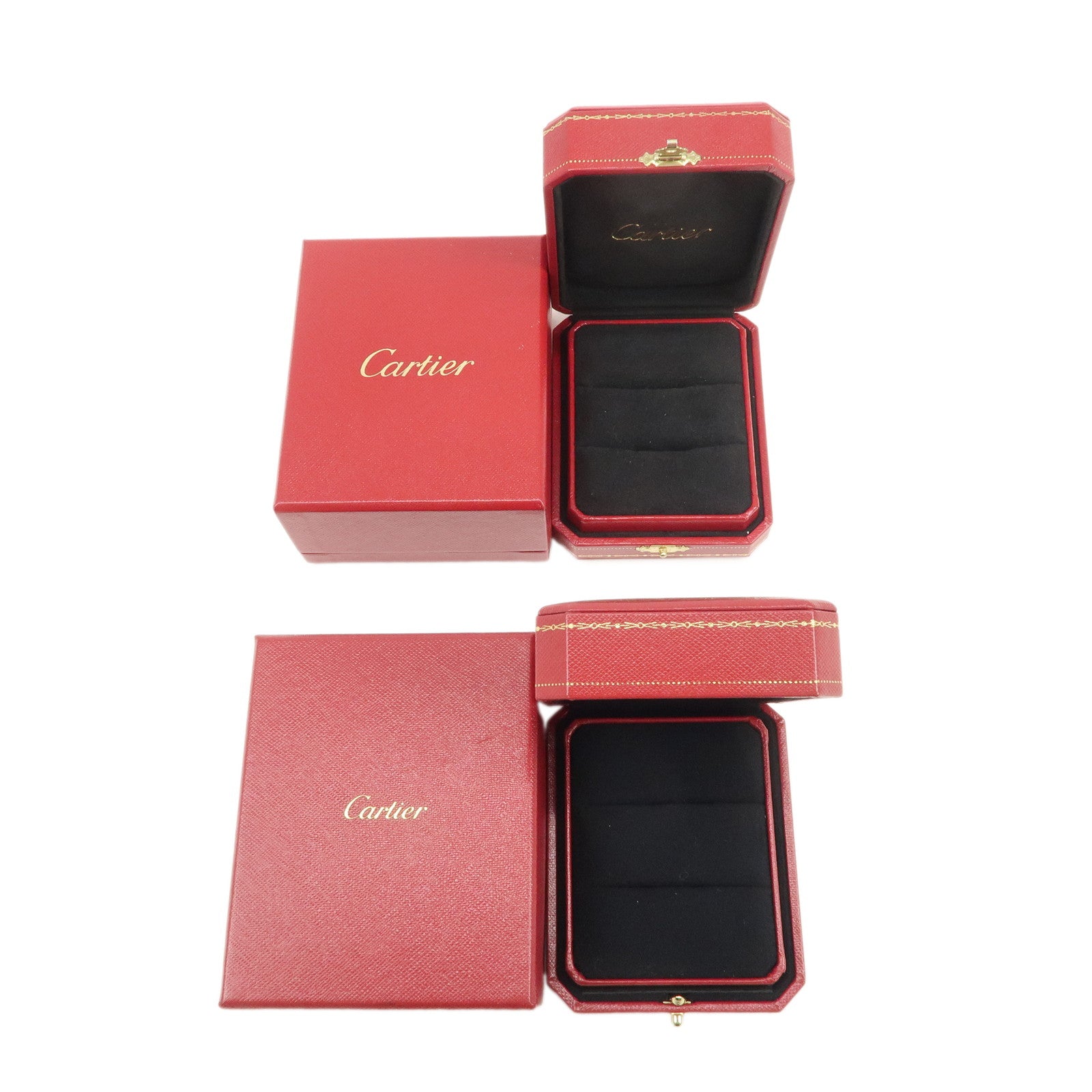 Cartier Set of 2 Pair Jewelry Box Ring Box Display Box Red