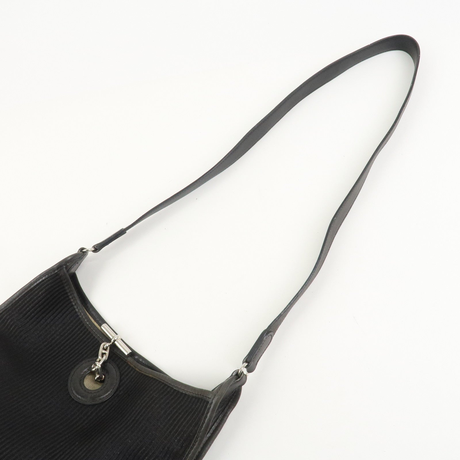 HERMES Vespa PM Crinolin Leather Shoulder Bag C Stamped Black