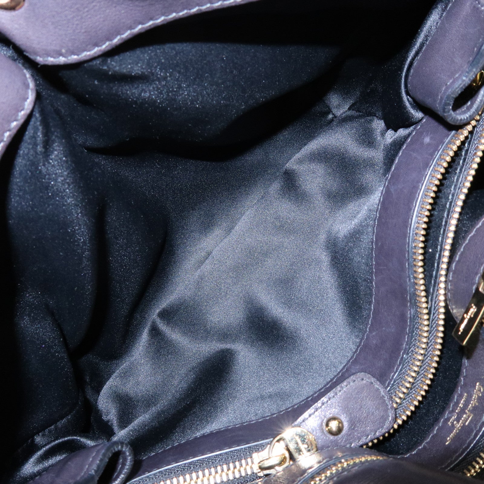 Ferragamo Gancini Leather Hand Bag Black