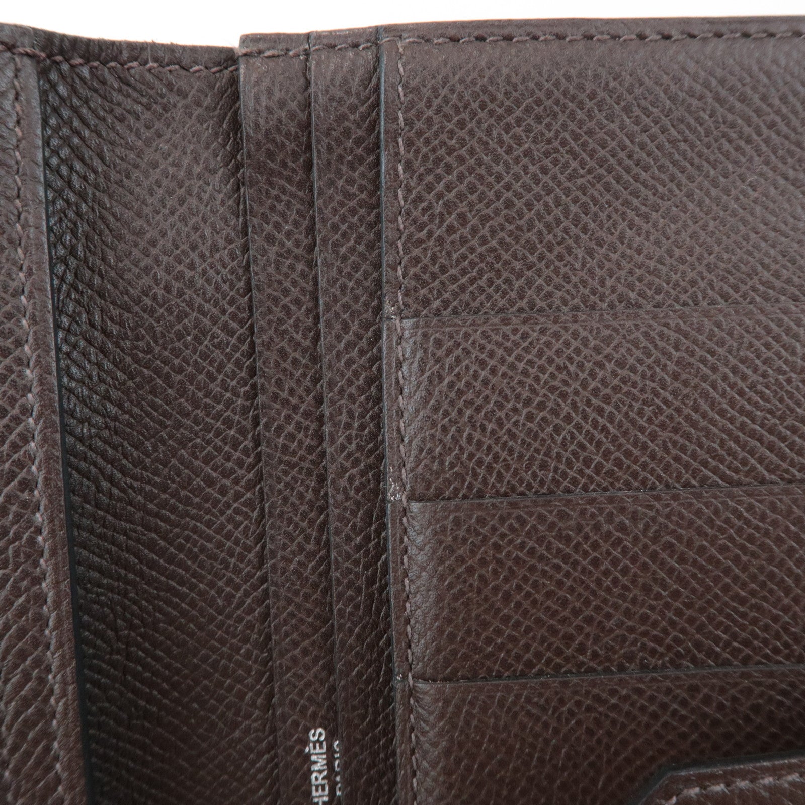 HERMES Veau Epsom Leather Bﾃｩarn Soufflet Long Wallet Chocolat