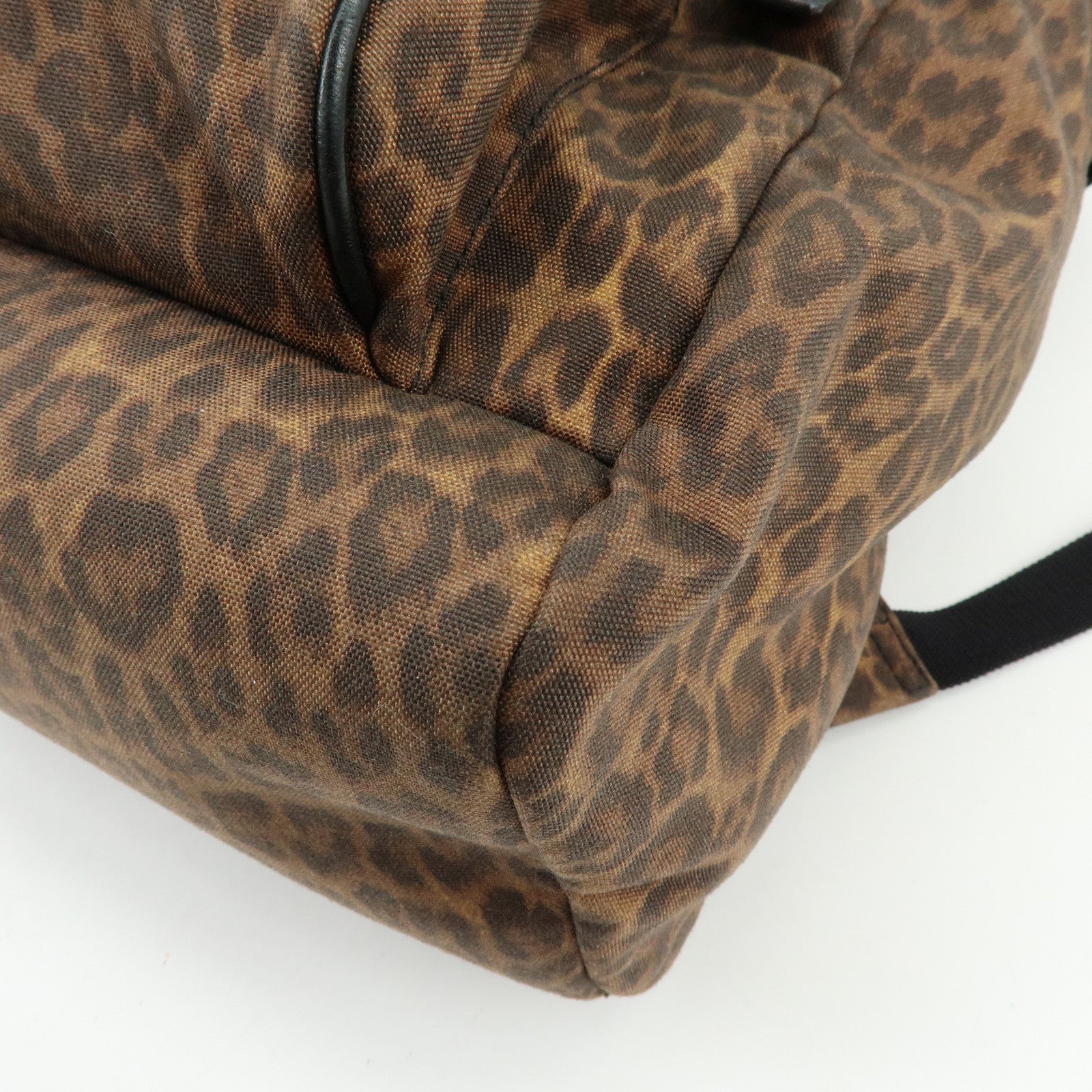 SAINT LAURENT PARIS Canvas Leather Backpack Leopard Brown 342609