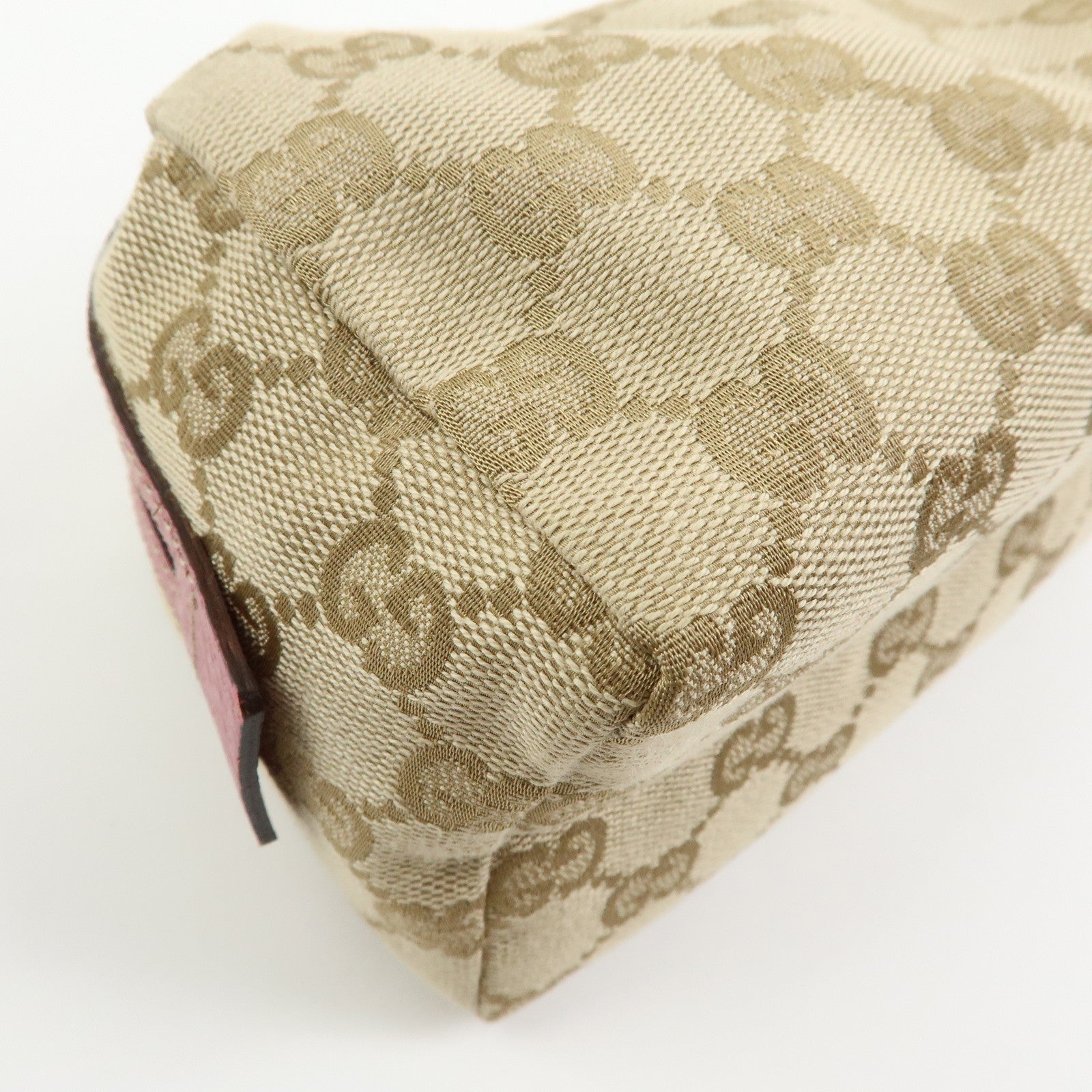 GUCCI GG Canvas Leather Pouch Cosmetic Case Beige Pink 29595