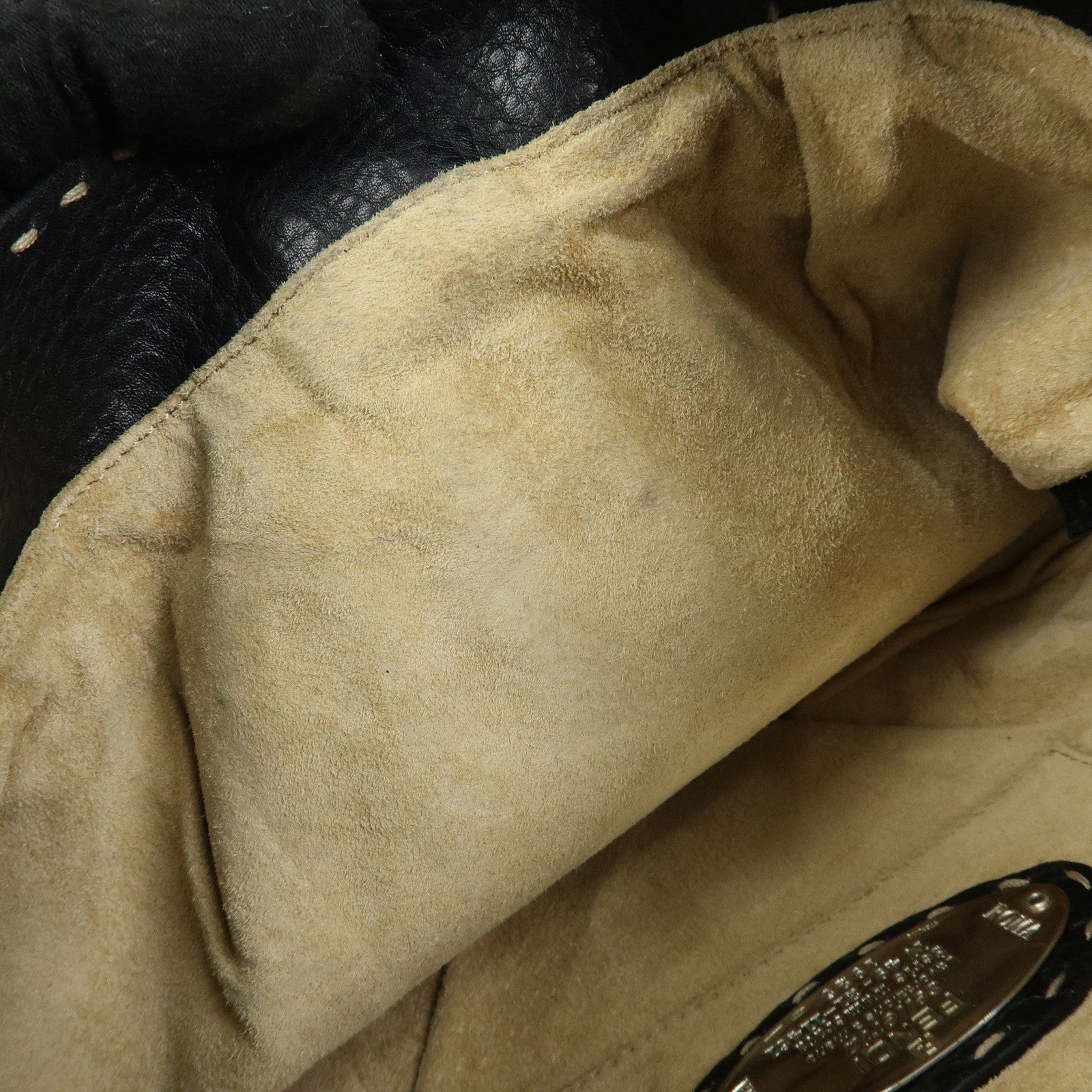 FENDI Selleria Leather Shoulder Bag Hand Bag Black 8BR356
