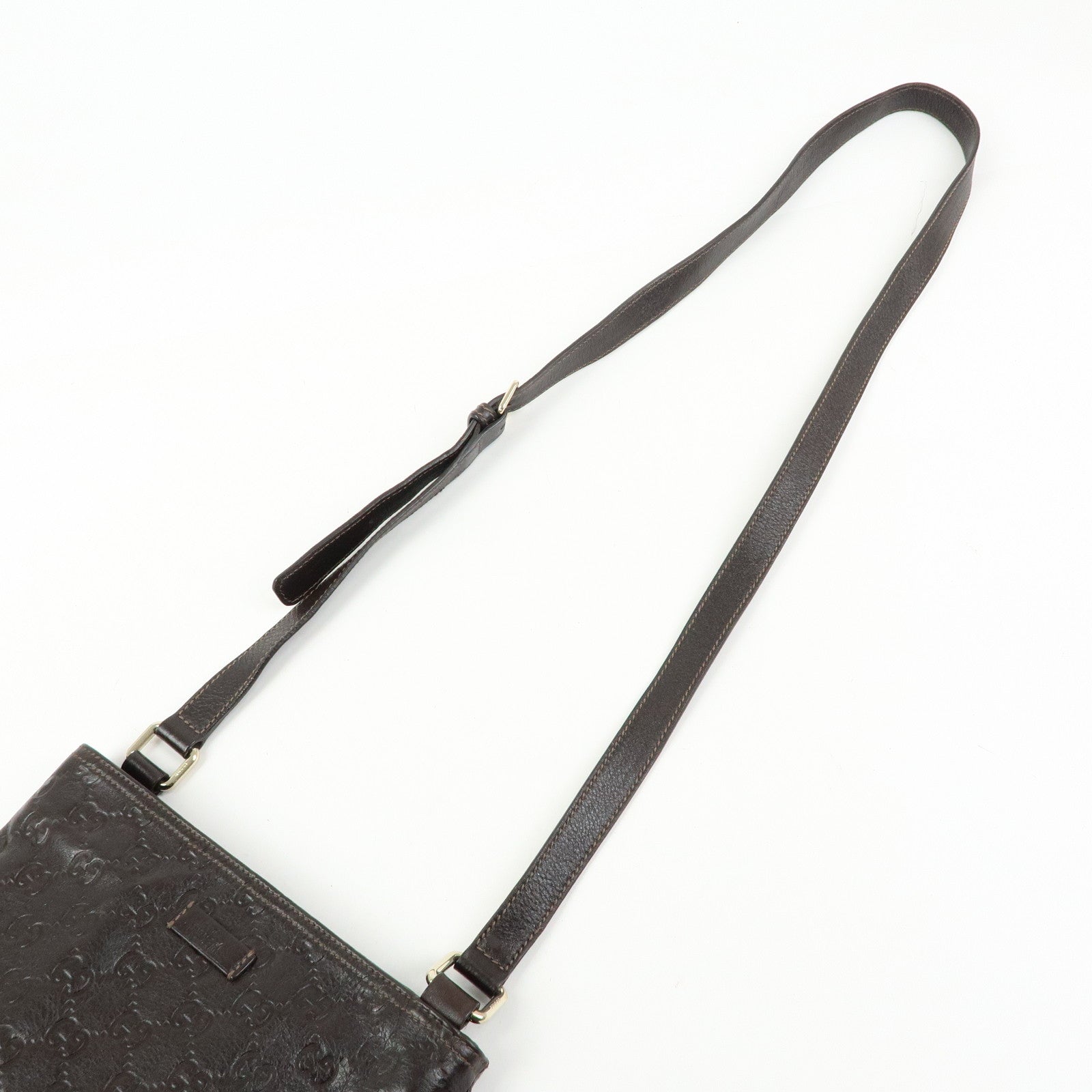 GUCCI Guccissima Leather Shoulder Bag Crossbody Bag Dark Brown