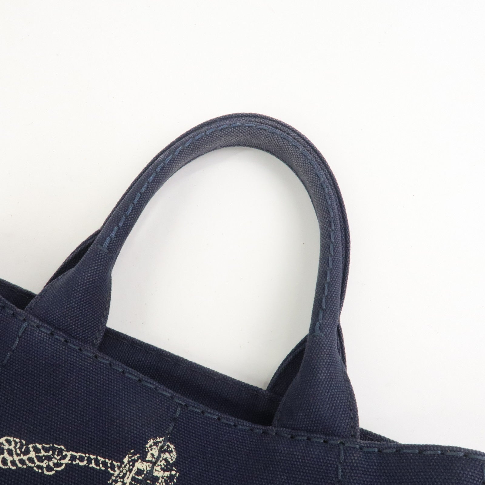 PRADA Logo Canapa Mini Canvas 2Way Bag Hand Bag Navy 1BG439