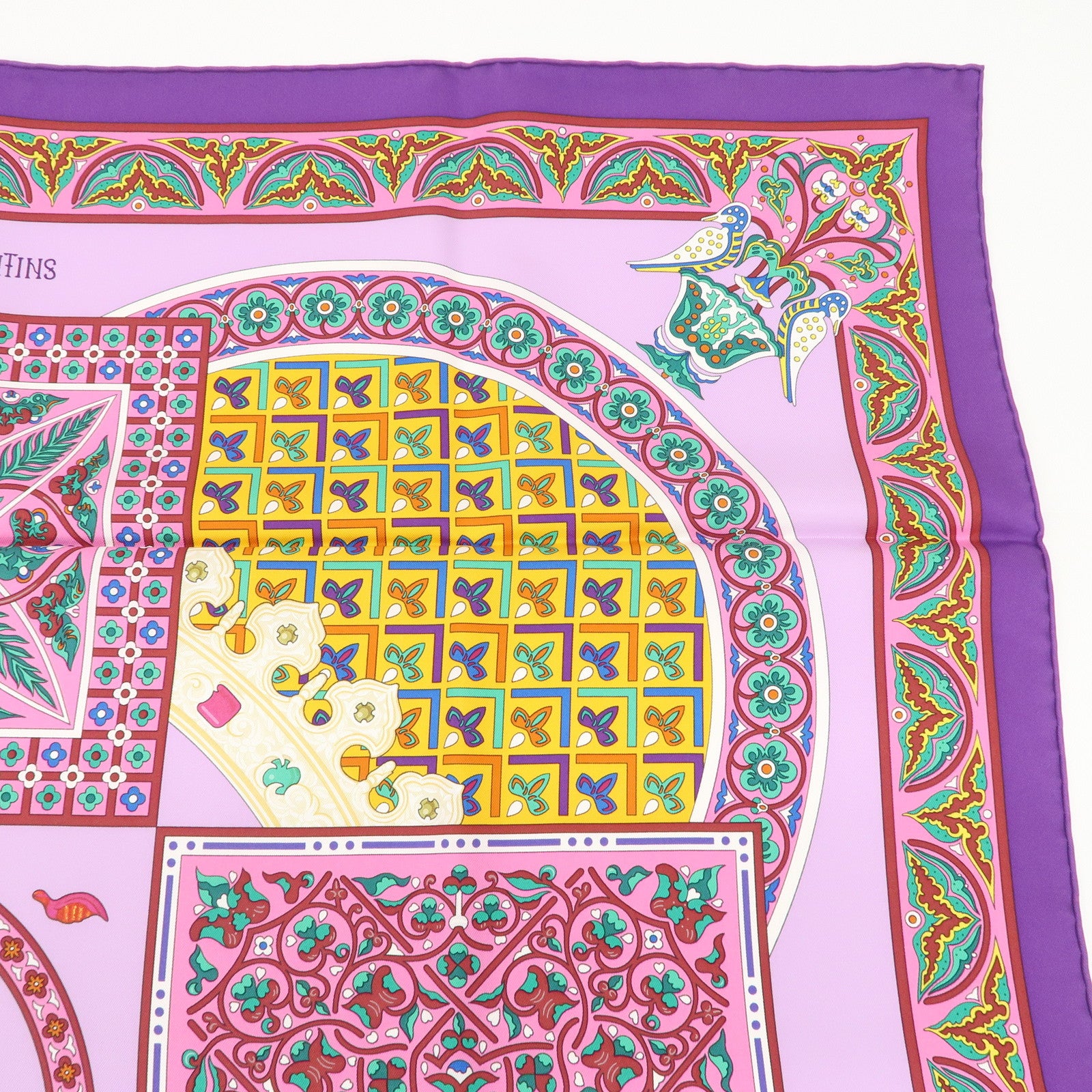 HERMES Carre 90 Silk 100% Scarf CIELS BYZANTINS Purple Multicolor Used