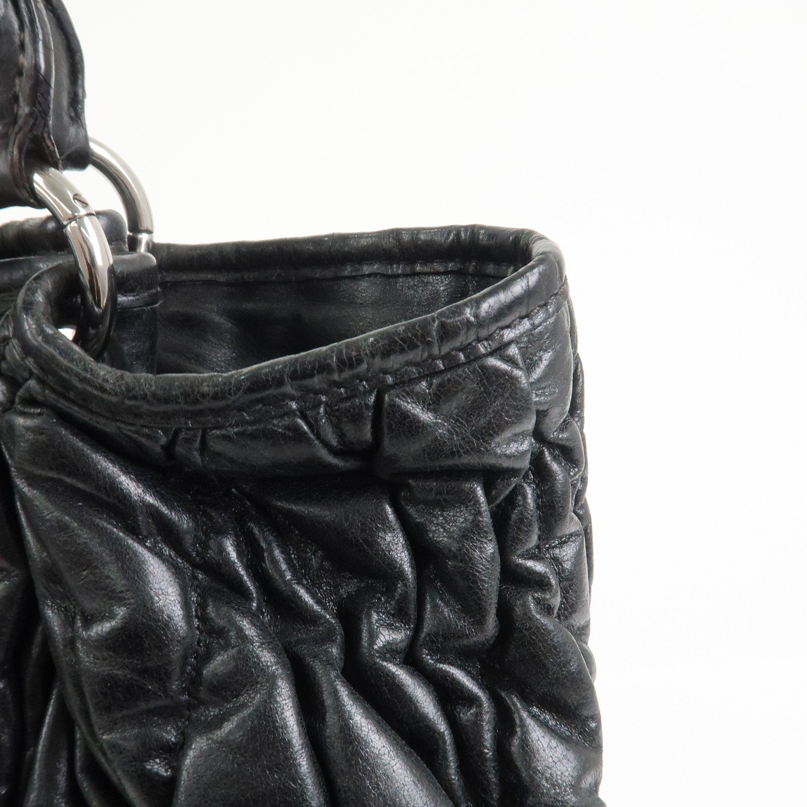 MIU MIU Matelasse Leather 2Way Bag Hand Bag Shoulder Bag Black
