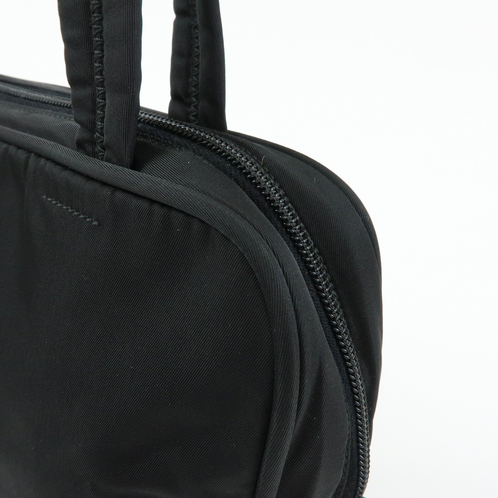 PRADA Triangle Logo Nylon Hand Bag Mini Tote Bag Black B8495