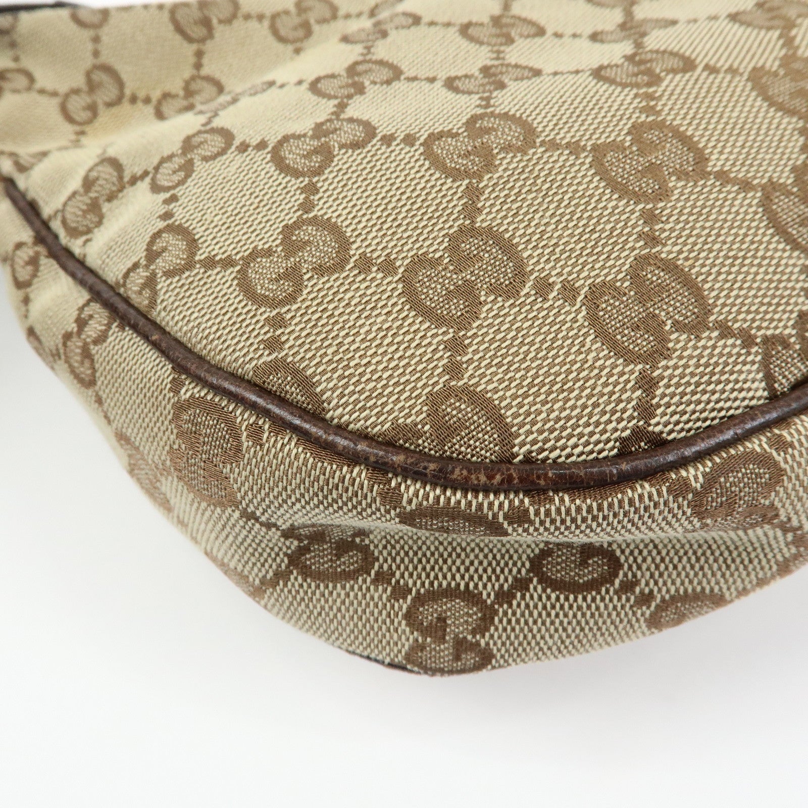 GUCCI GG Canvas Leather Shoulder Bag Hand Bag Beige Brown 154395