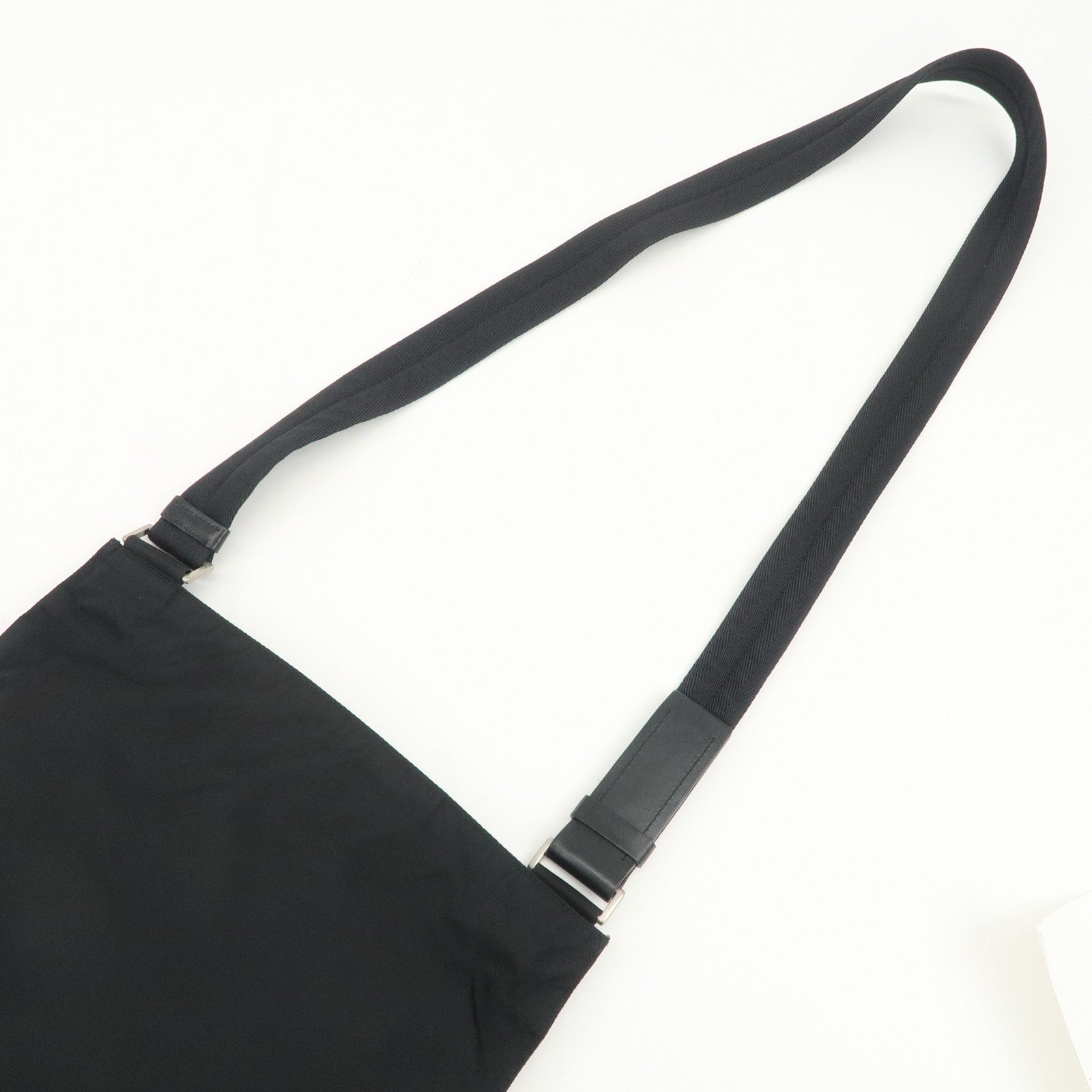 PRADA Triangle Logo Nylon Leather Shoulder Bag Crossbody Bag Black