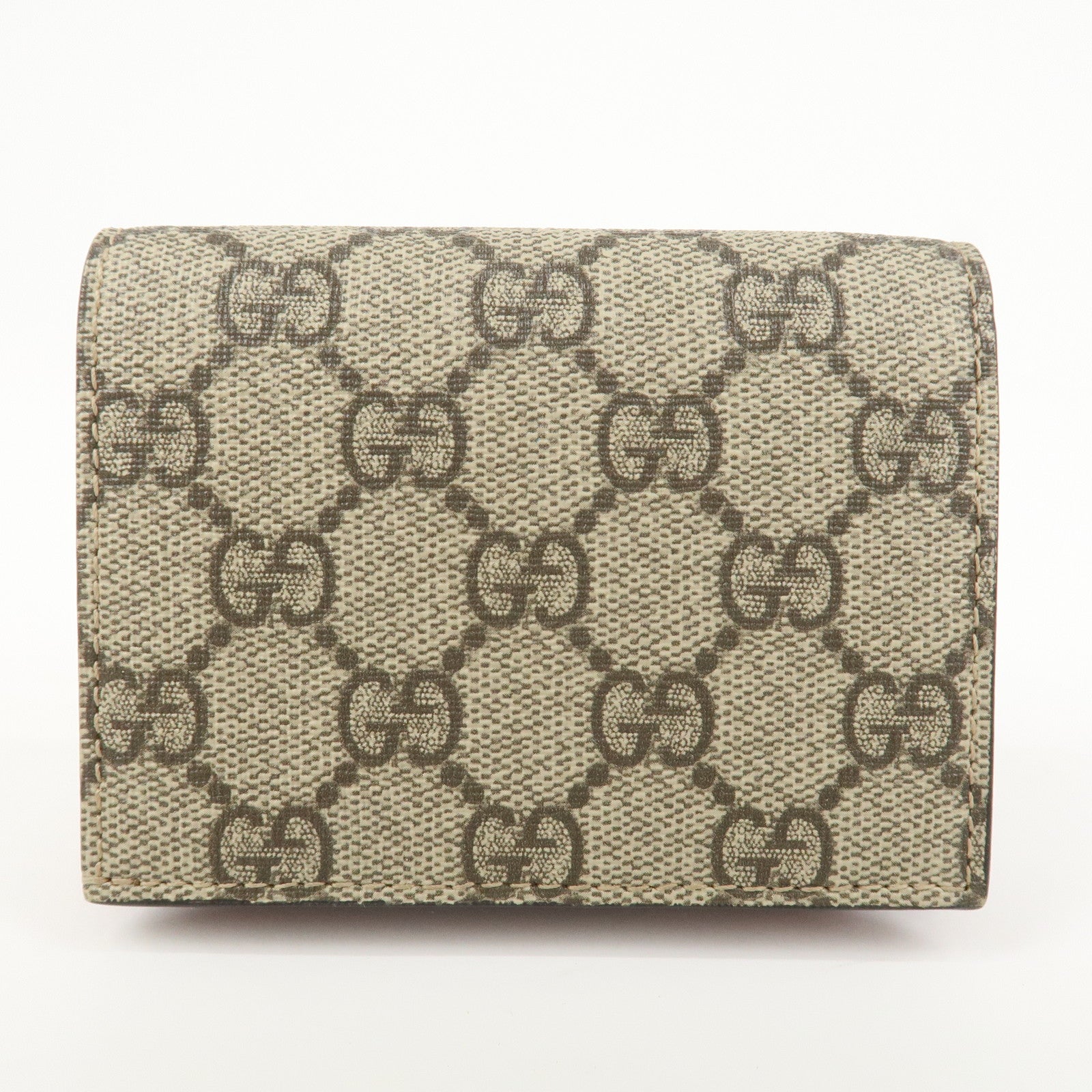 GUCCI Interlocking G GG Supreme Cherry Compact Wallet Beige 476050