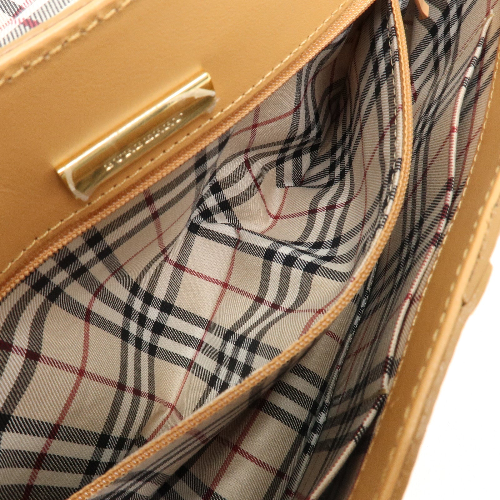 BURBERRY Leather Shoulder Bag Hand Bag Beige Gold HDW