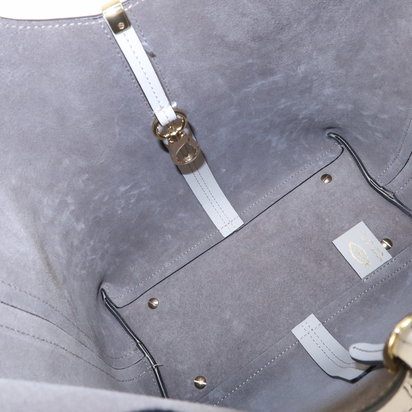 TOD’S Leather Mini 2Way Tote Bag Shoulder Bag Hand Bag Light Greige