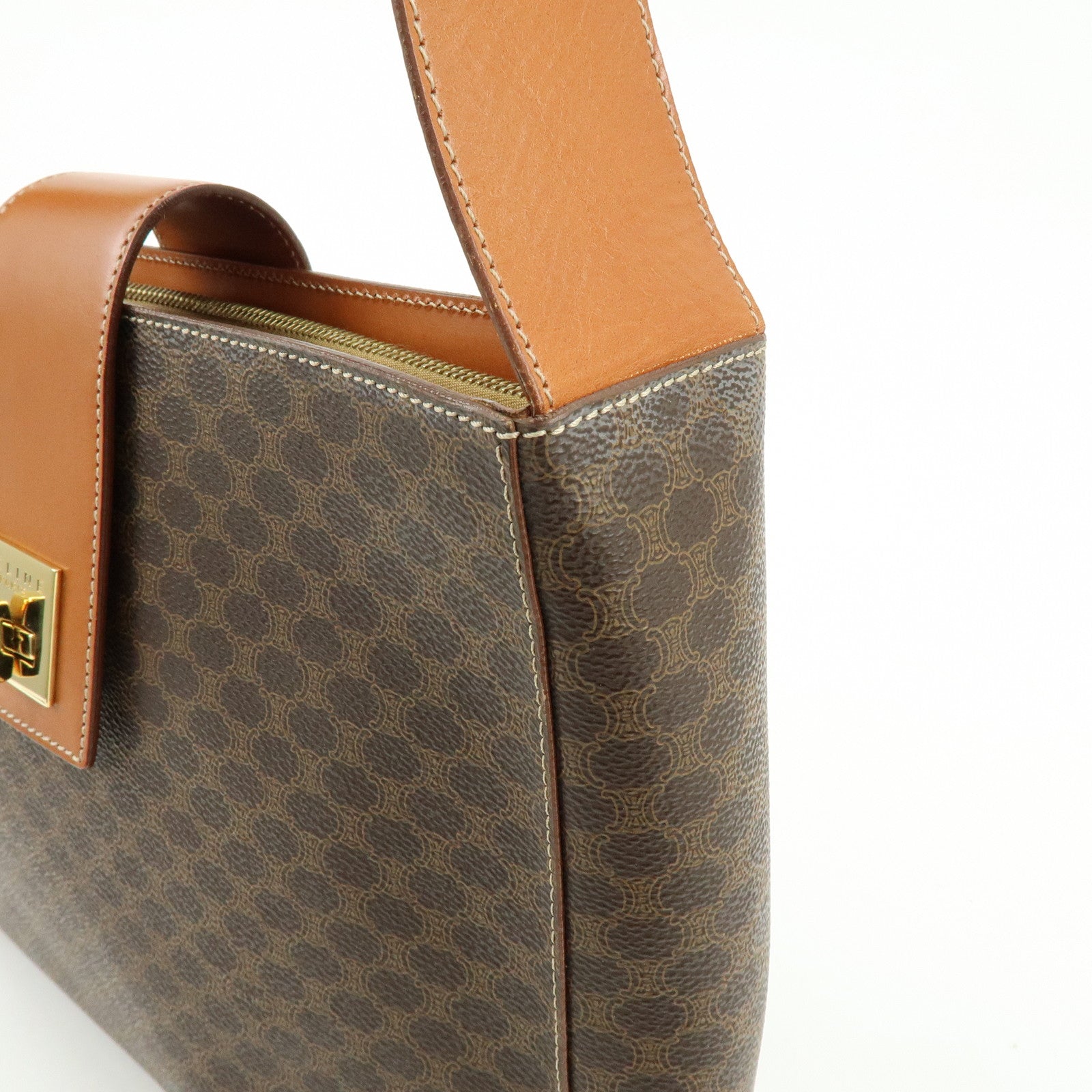 CELINE Macadam PVC Leather Shoulder Bag Brown