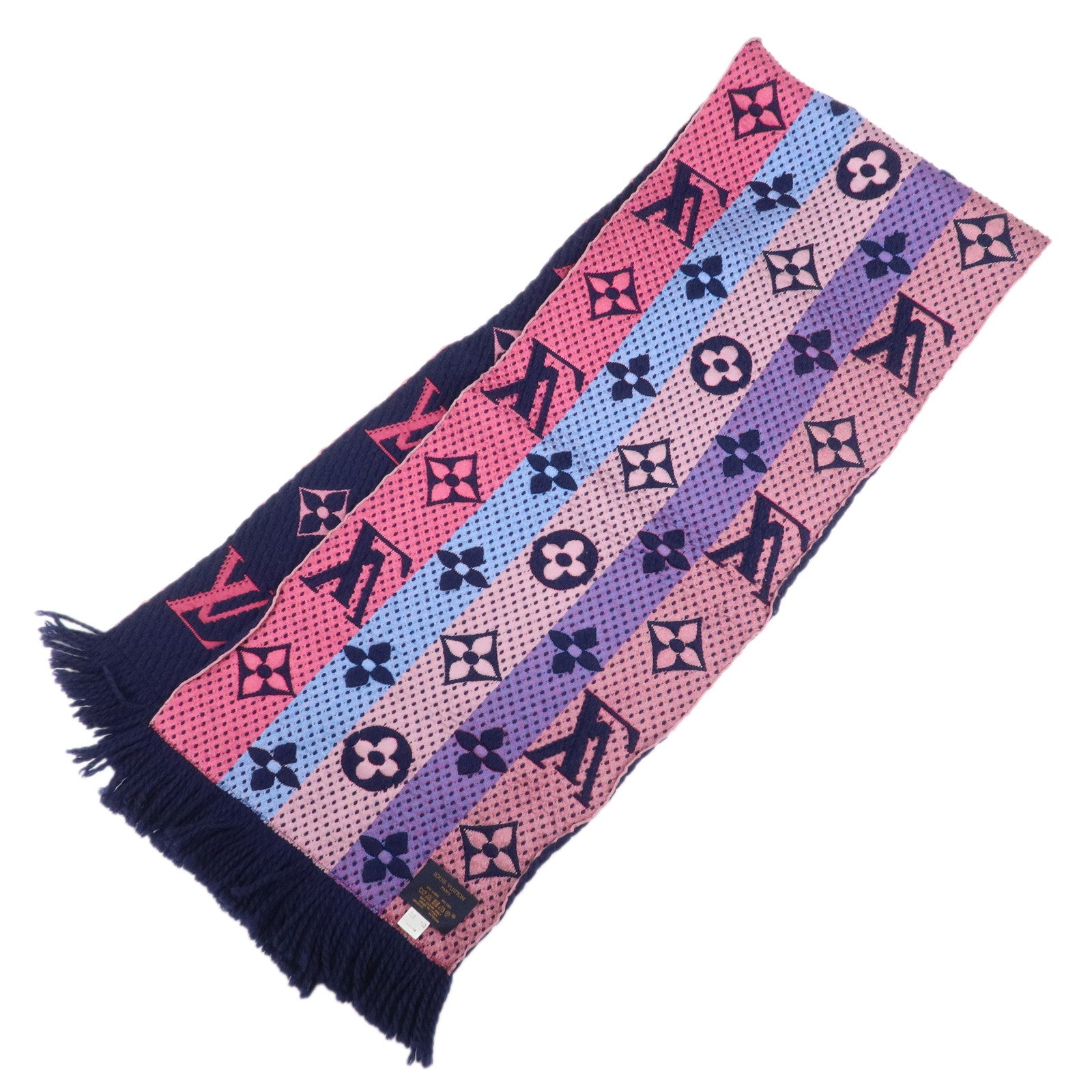 Louis Vuitton Monogram Escharpe Logo Mania Wool Scarf Navy M70899