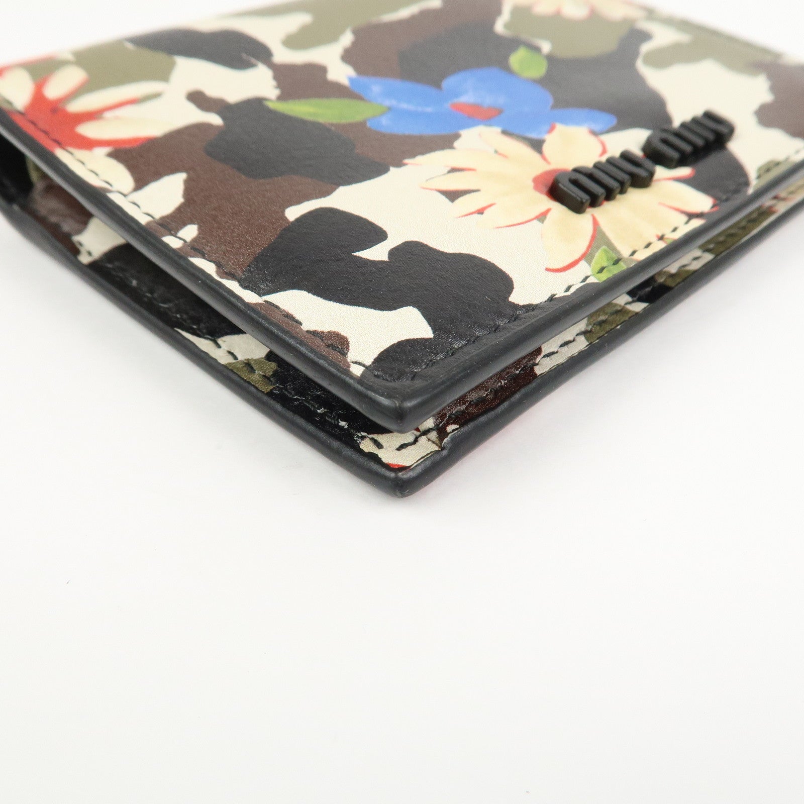 MIU MIU Flower Leather Bi-fold Compact Wallet Multicolor 5MV204