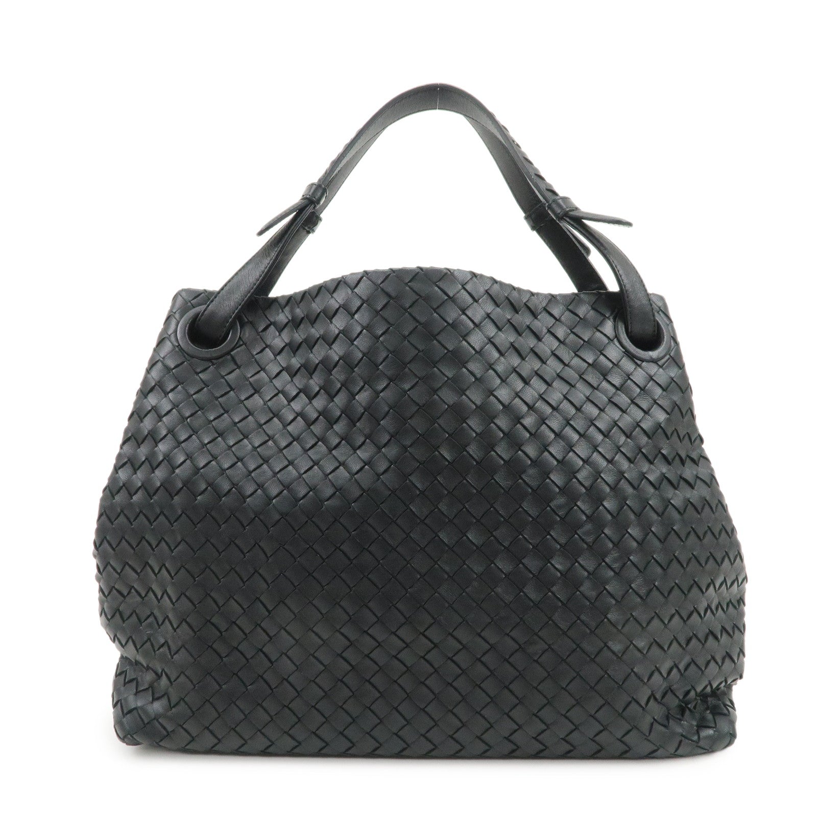 BOTTEGA VENETA Intrecciato Leather Tote Bag Hand Bag Black