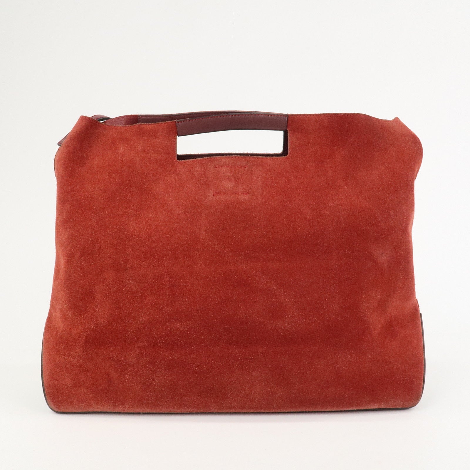 LOEWE Anagram Suede Leather 2Way Bag Shoulder Hand Bag Red 061307
